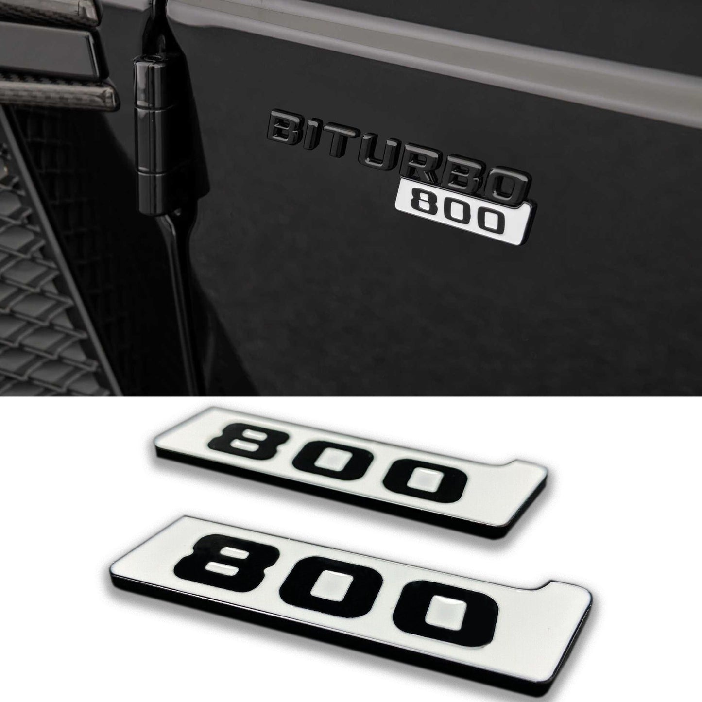 Superwhite Fender Emblems 800 Logo Badges for Mercedes-Benz W463 W463A G-Class G Wagon