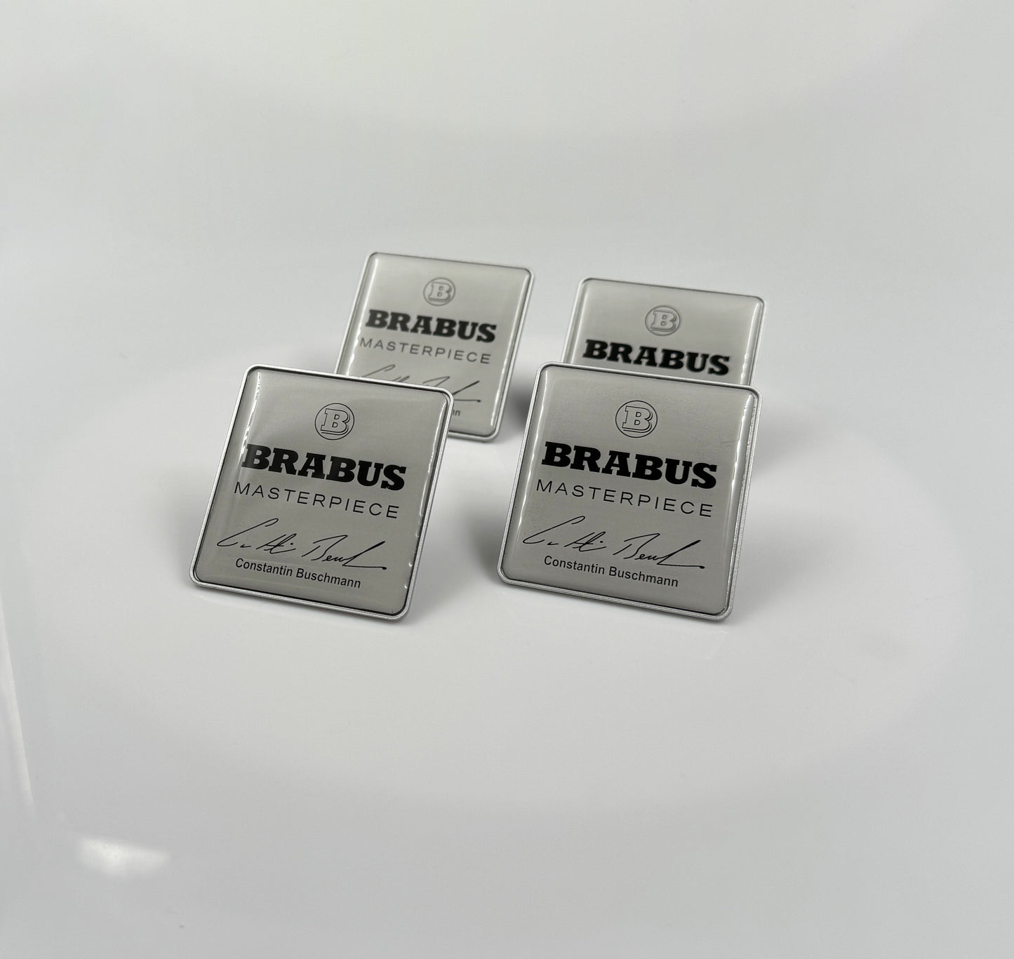 Mercedes Brabus Style Masterpiece Metal Silver Seat Emblems Badges Logo Set