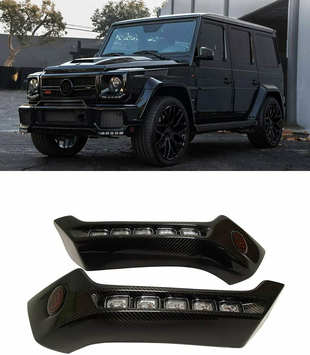Mercedes-Benz W463 G-Wagon Carbon Fiber Front Bumper Attachments with LED DRL