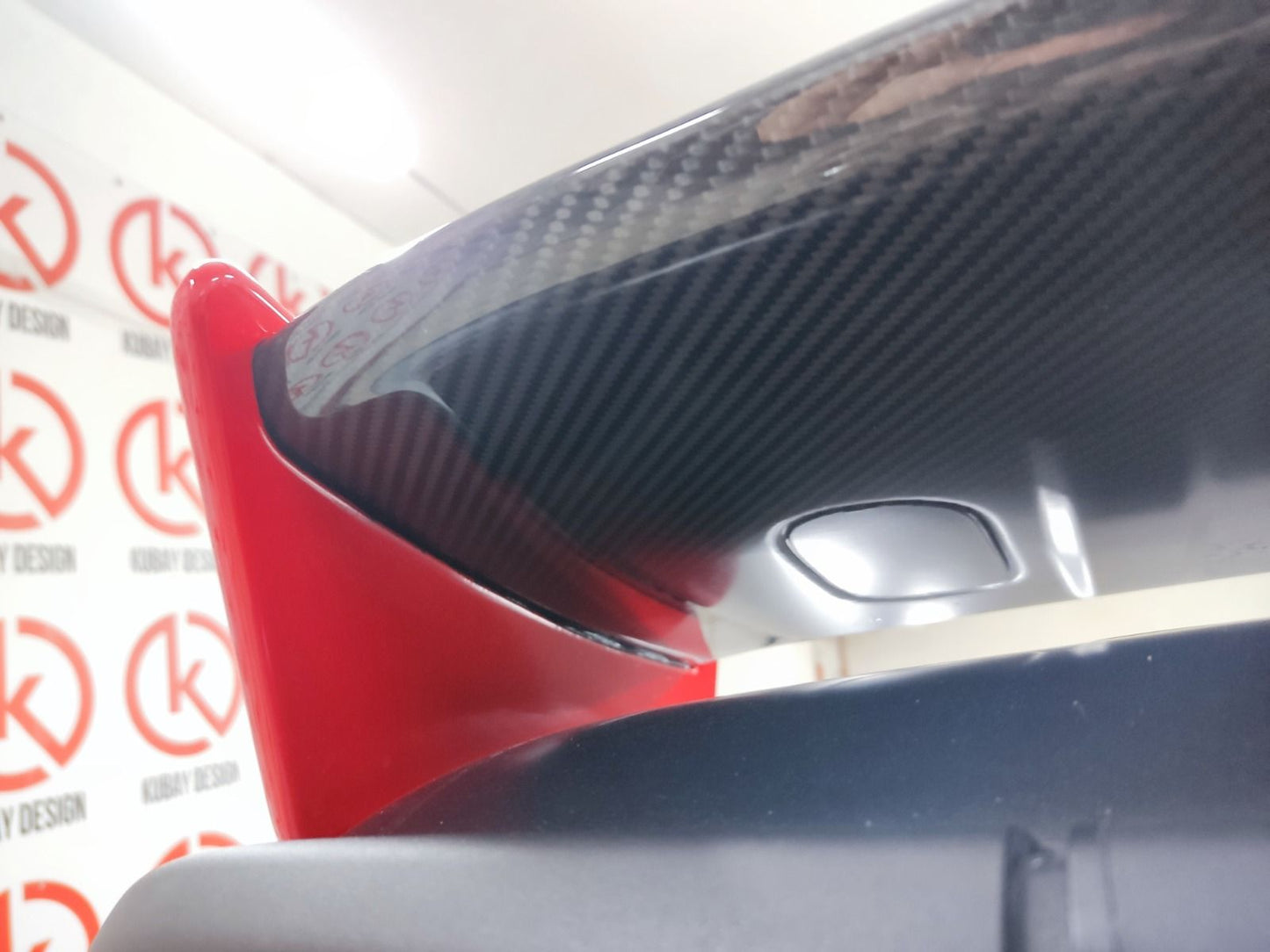 Carbon Fiber Rear Roof Spoiler with Red Side Pieces Brabus Style for Mercedes-Benz W463A G-Class