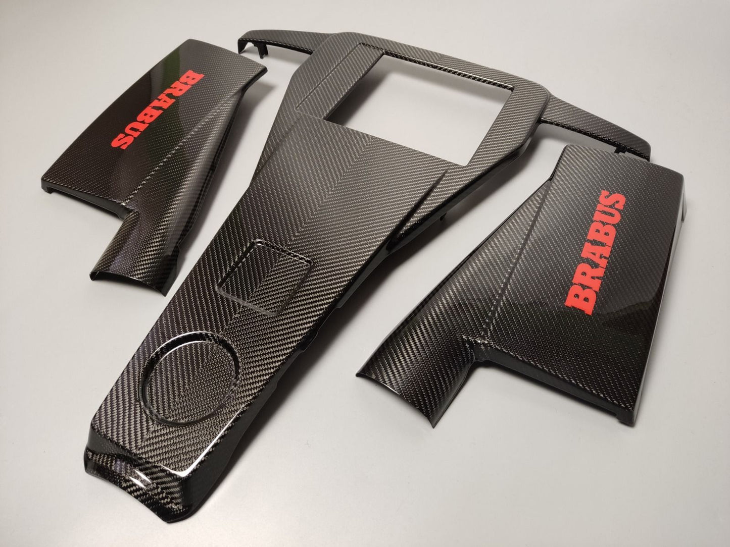 Mercedes-Benz W463 G63 G-Class Red Brabus Style Logo Carbon Fiber Engine Cover Set