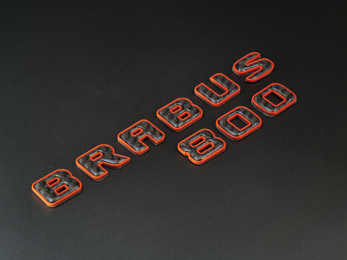 Brabus 800 Style Orange Metal with Carbon Badges Emblems Set for Mercedes-Benz W463 W463A W464