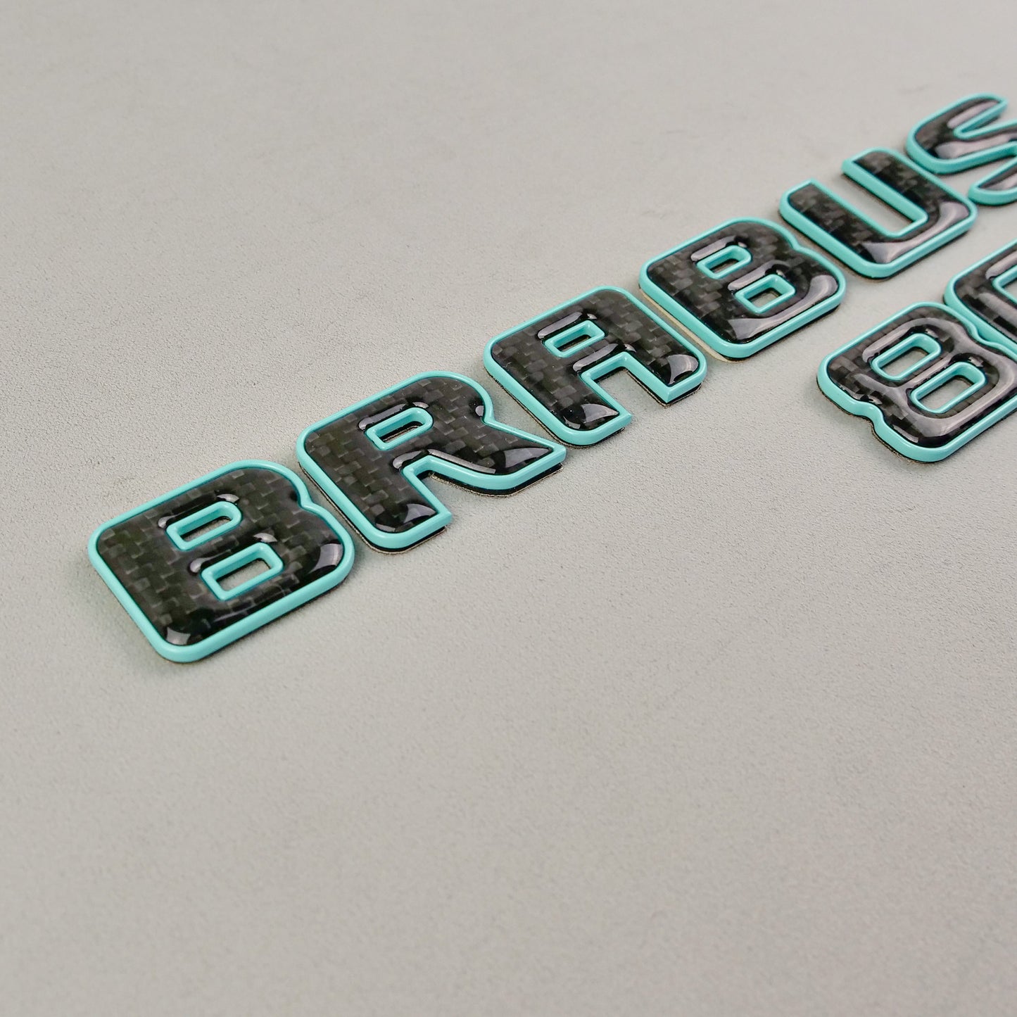Brabus 800 Style Tiffany Blue Metal + Carbon Badges Emblems Set for Mercedes-Benz W463 W463A W464
