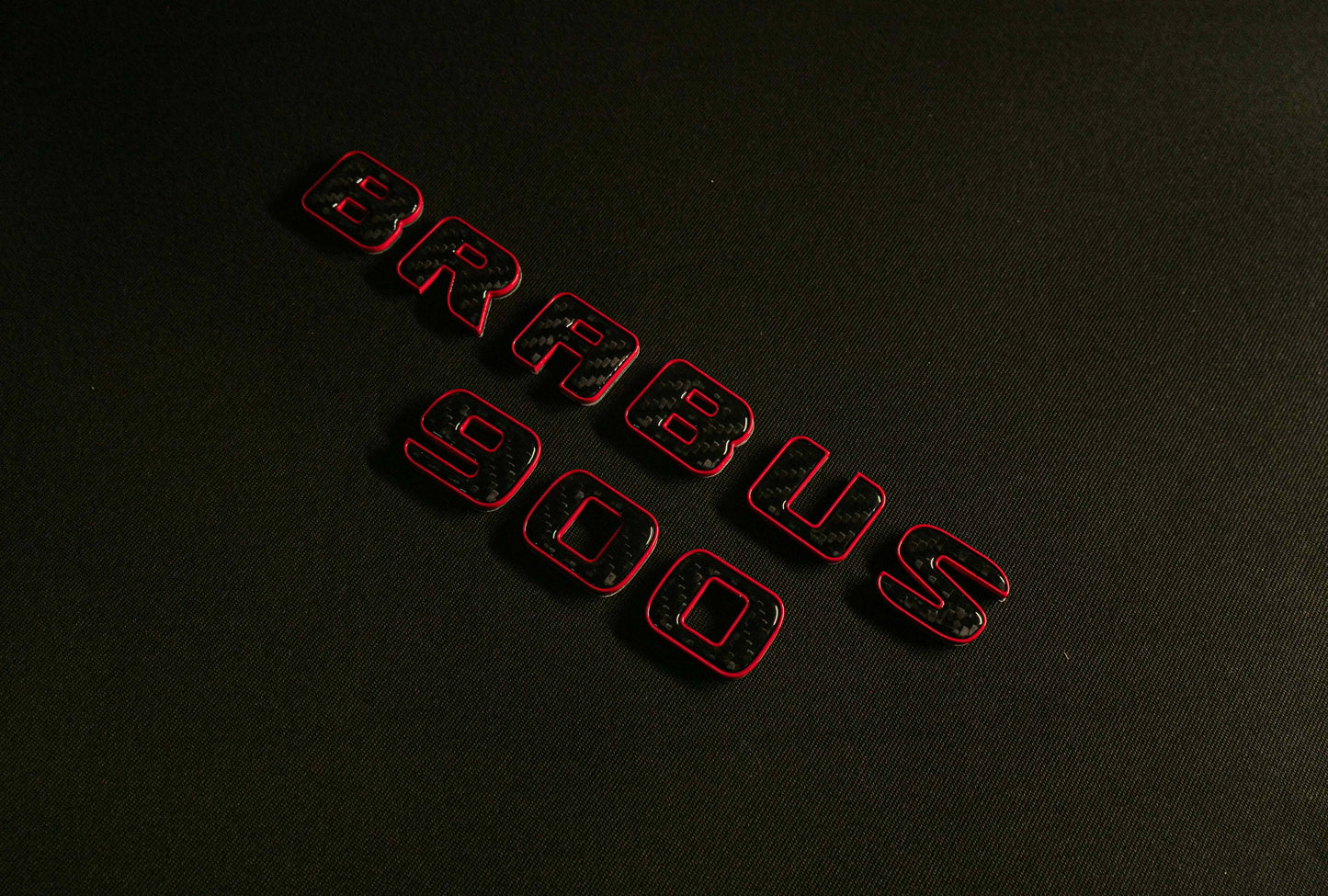 Brabus 900 Style Red Metal with Carbon Badges Emblems Set for Mercedes-Benz W463 W463A W464