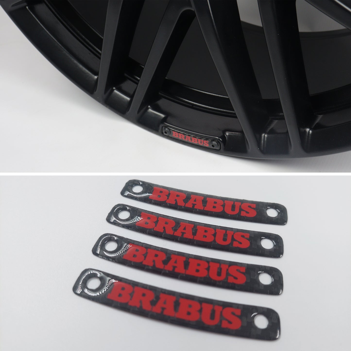 Red Brabus Style Carbon Rim Badges Emblems Set for Mercedes-Benz W463A W464