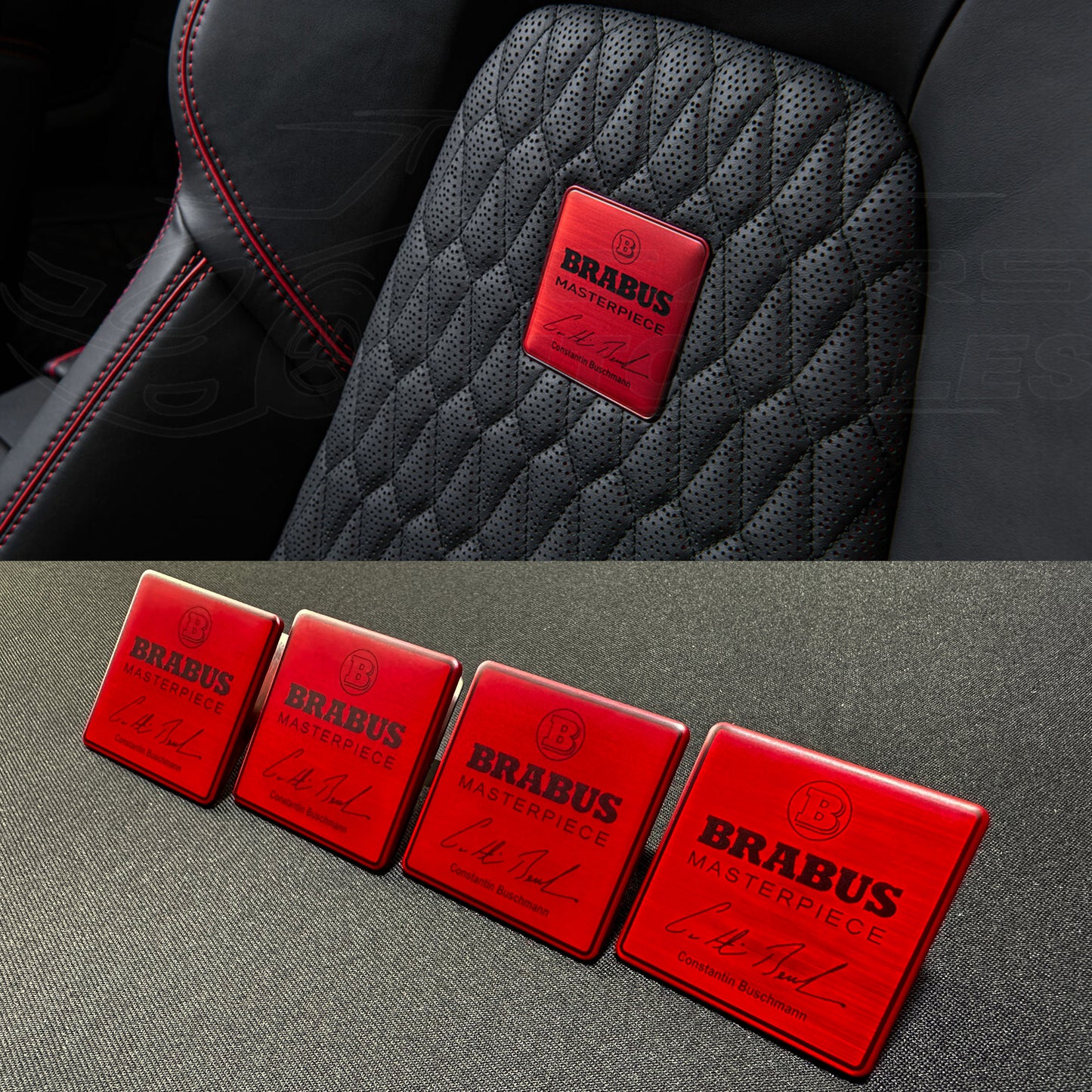 Brabus Style Red Masterpiece Seat Metal Emblems Set 4 pcs Mercedes-Benz W463A G-Class G Wagon