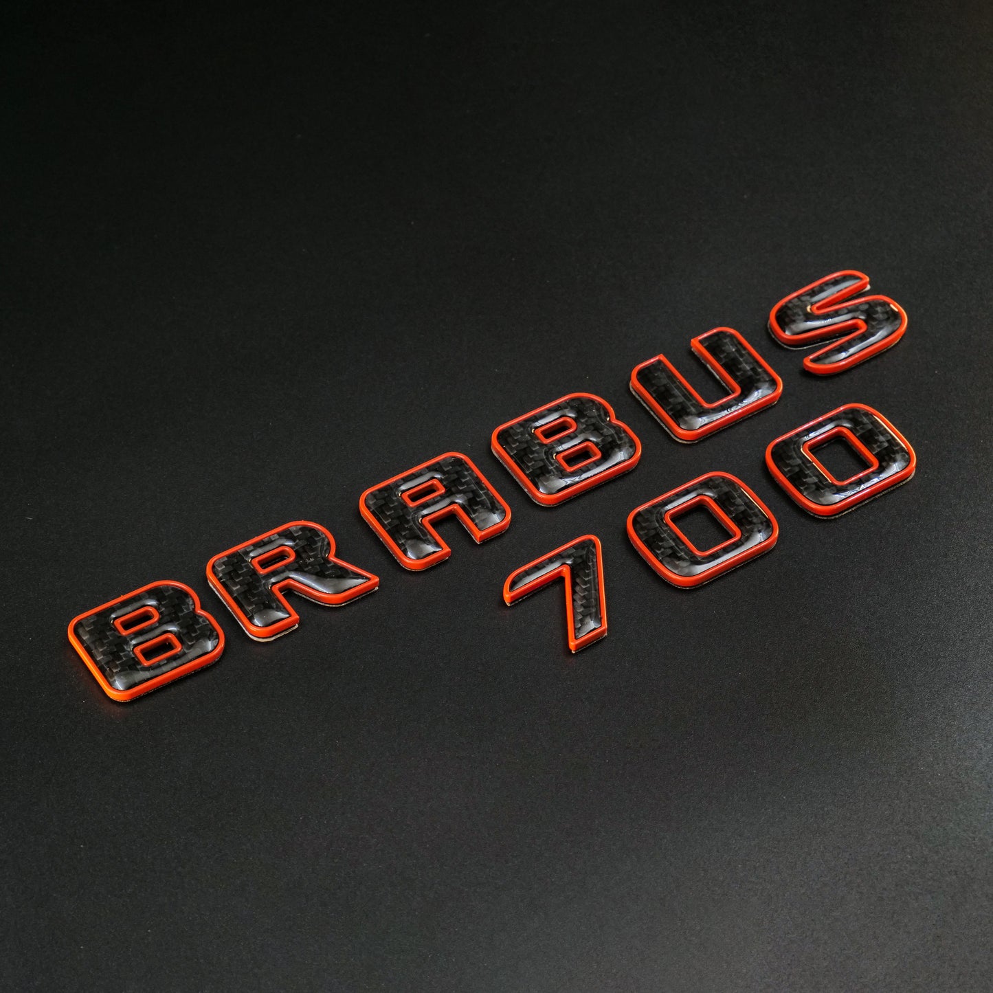 Brabus 700 Style Orange Metal with Carbon Badges Emblems Set for Mercedes-Benz W463 W463A W464