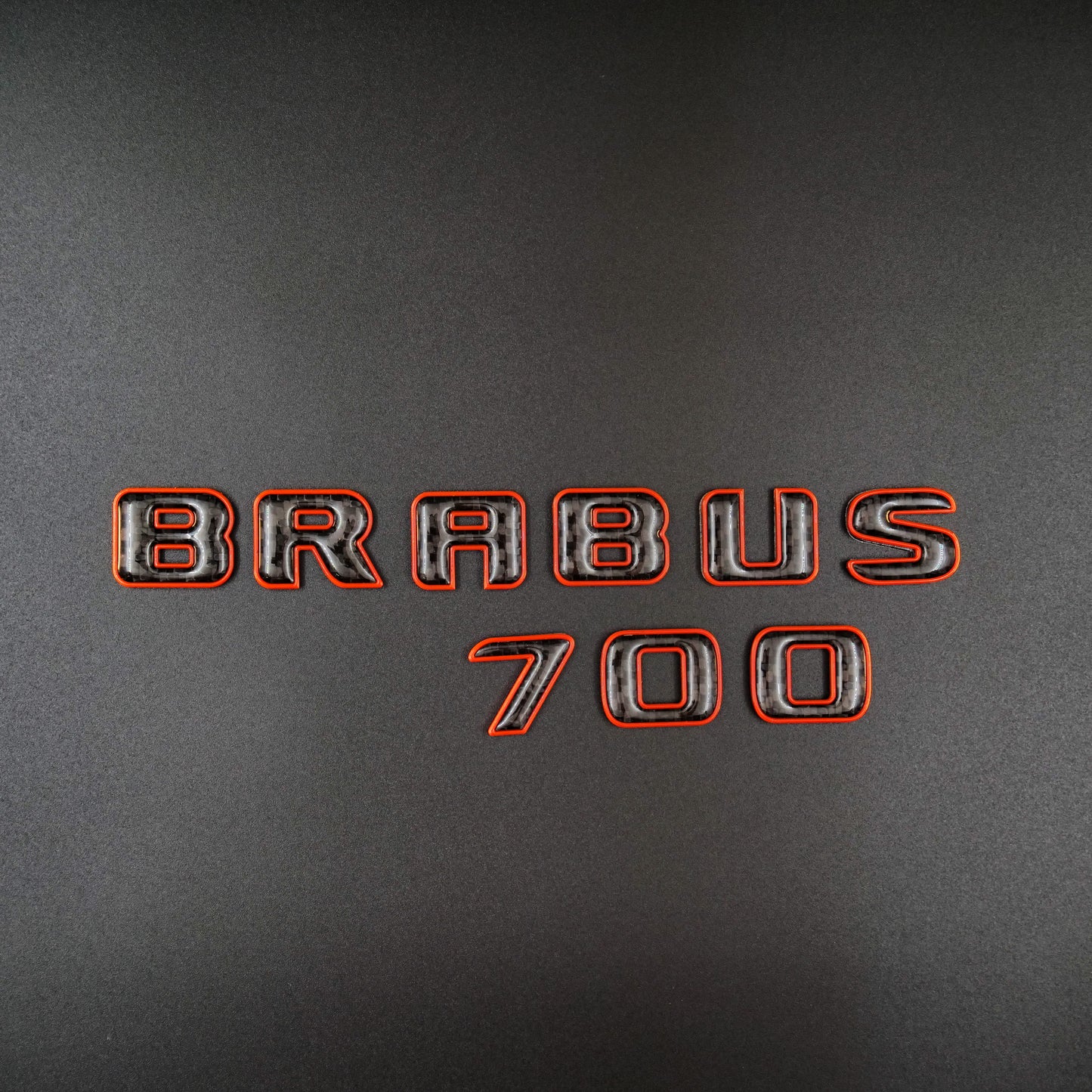 Brabus 700 Style Orange Metal with Carbon Badges Emblems Set for Mercedes-Benz W463 W463A W464
