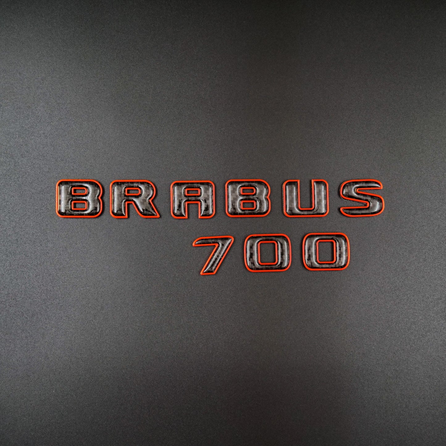 Brabus 700 Style Orange Metal with Carbon Badges Emblems Set for Mercedes-Benz W463 W463A W464
