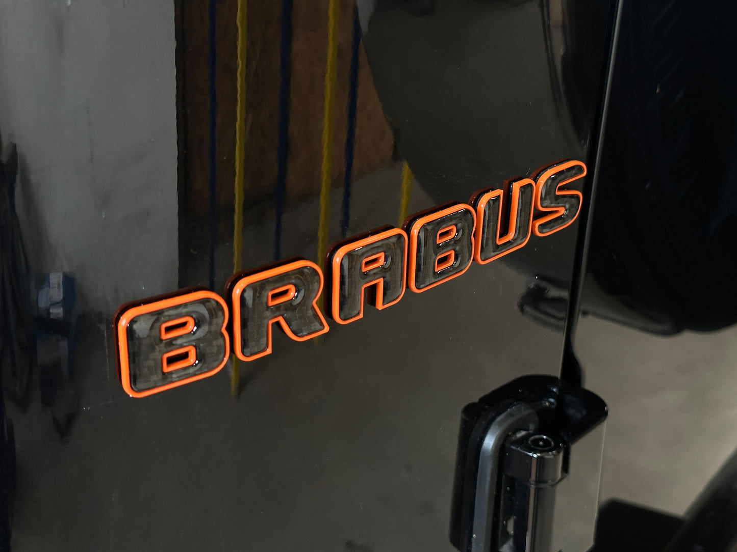Brabus 700 Style Orange Metal with Carbon Badges Emblems Set for Mercedes-Benz W463 W463A W464