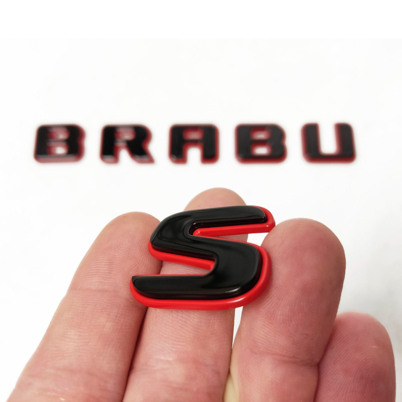 Brabus Style Rear Emblem Red and Black Badge for Mercedes-Benz Cars