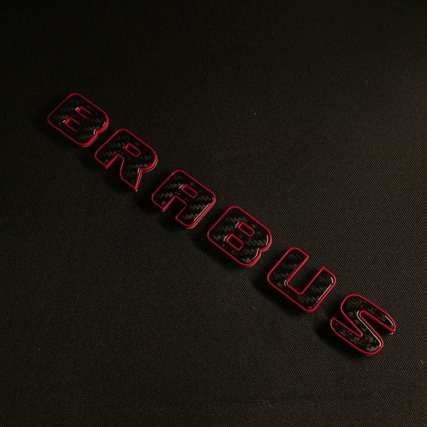 Brabus Style Red Metal with Carbon Badges Emblems Set for Mercedes-Benz W463 W463A W464