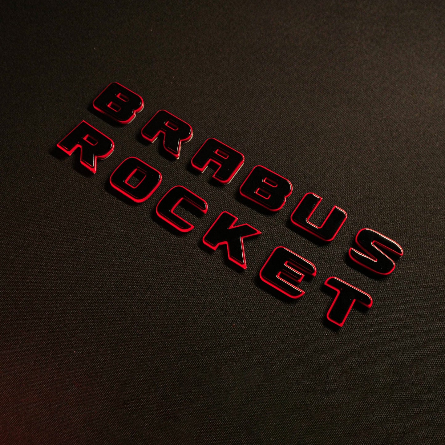 Brabus Style Rocket Rear Emblems Black with Red Badges for Mercedes-Benz Cars