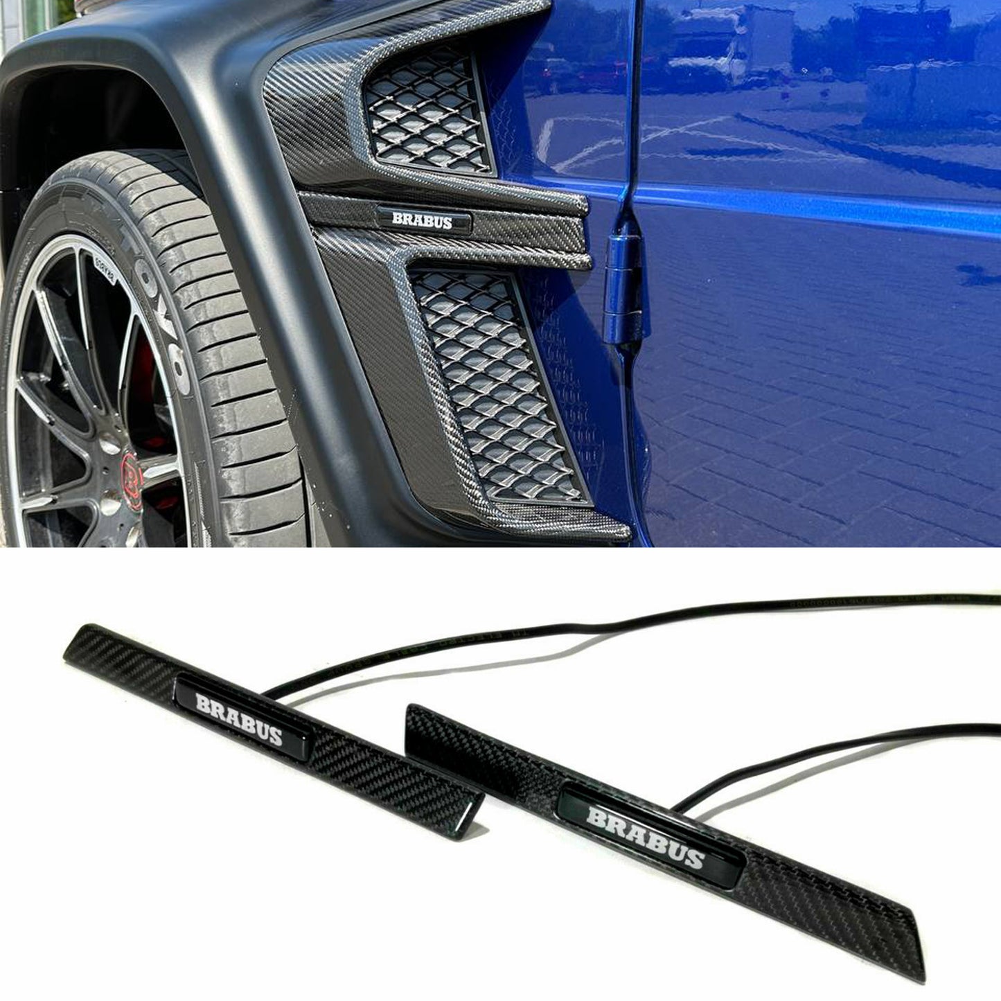 Carbon Fiber Brabus Style Fender Insert LED for Mercedes G Wagon W463A W464