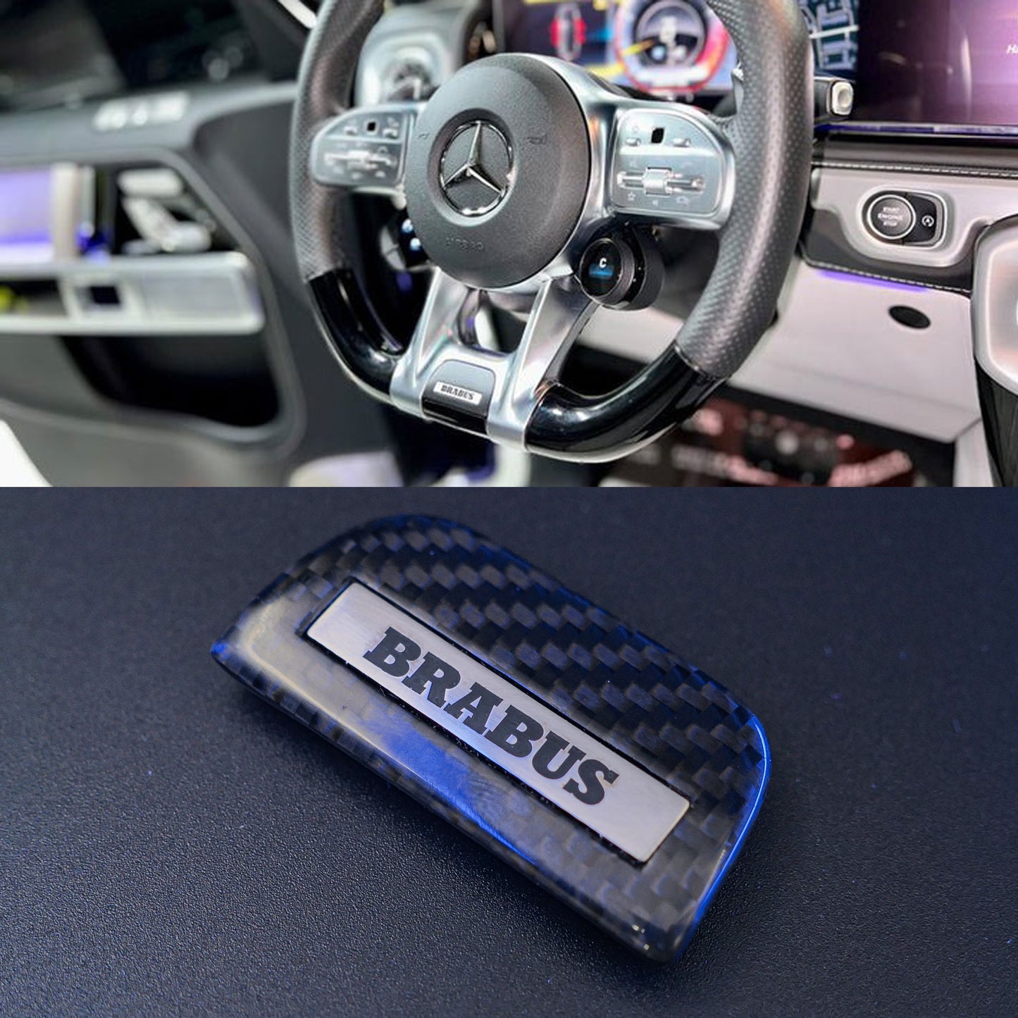Carbon Fiber Steering Wheel Insert Brabus Style for Mercedes-Benz W463A