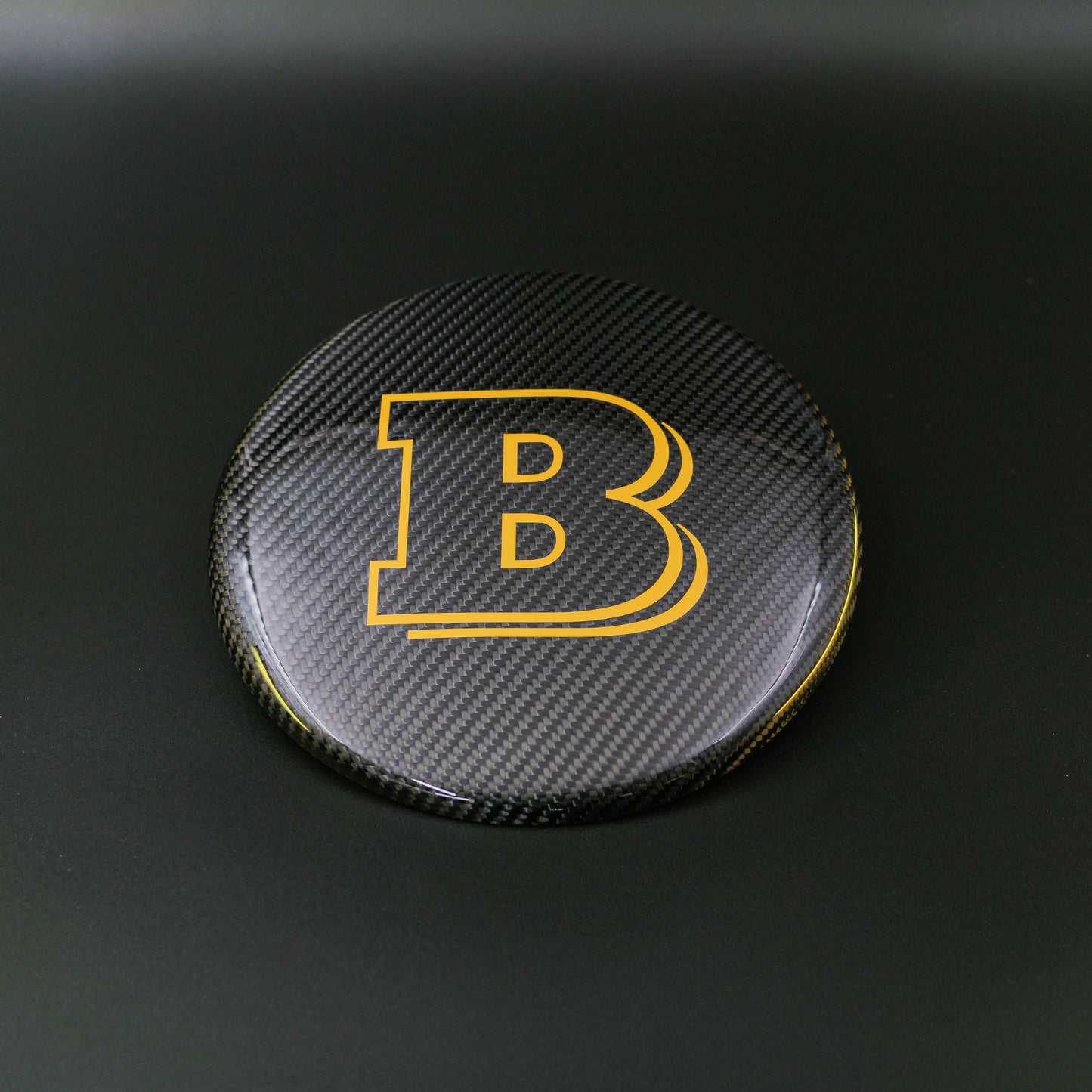 Carbon Fiber Front Grill Badge Emblem Logo Brabus Style Yellow for Mercedes-Benz G-Wagon G-Class W463