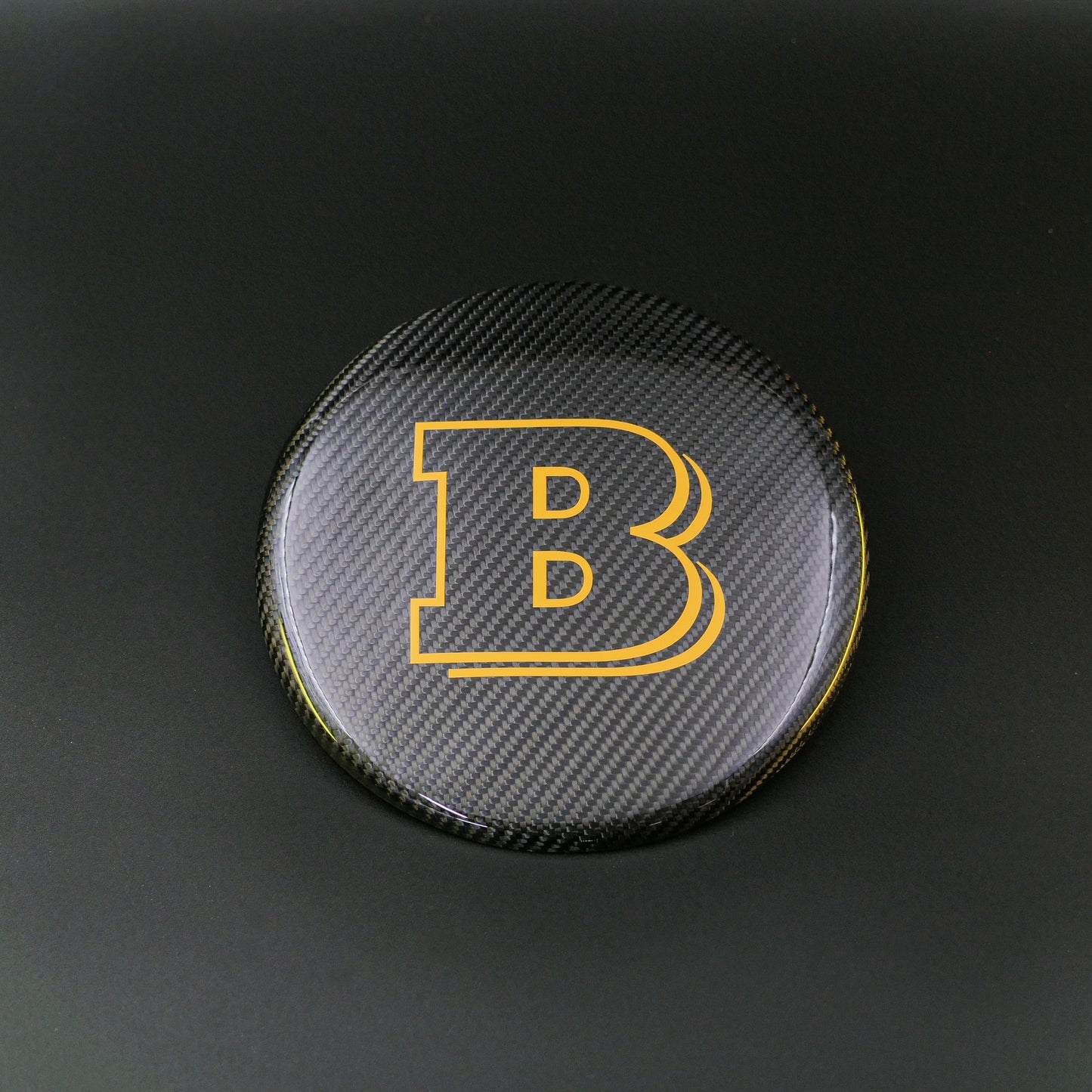 Carbon Fiber Front Grill Badge Emblem Logo Brabus Style Yellow for Mercedes-Benz G-Wagon G-Class W463