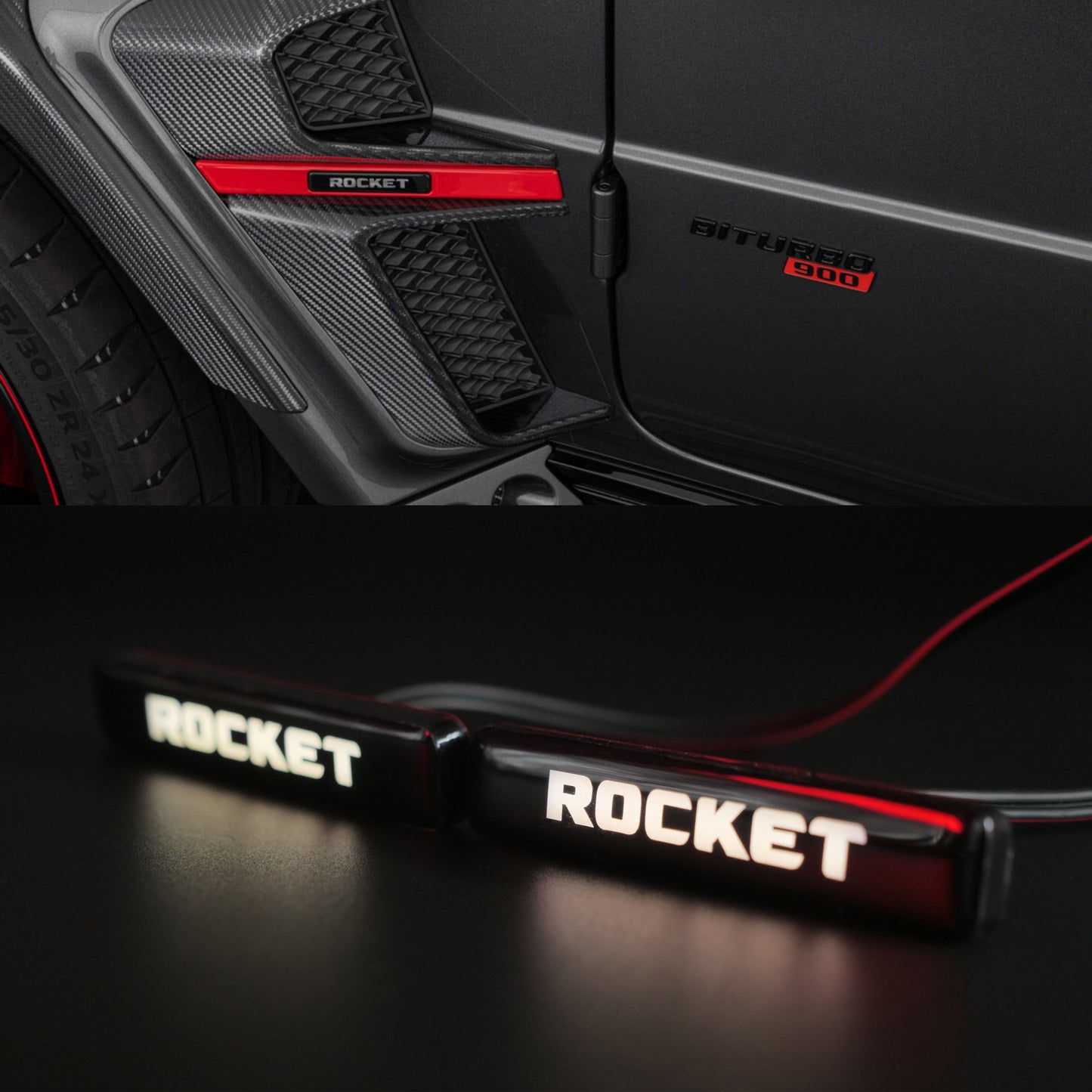 G Wagon LED Fender Emblem Rocket Style Logo for Mercedes w463a w464 2pcs