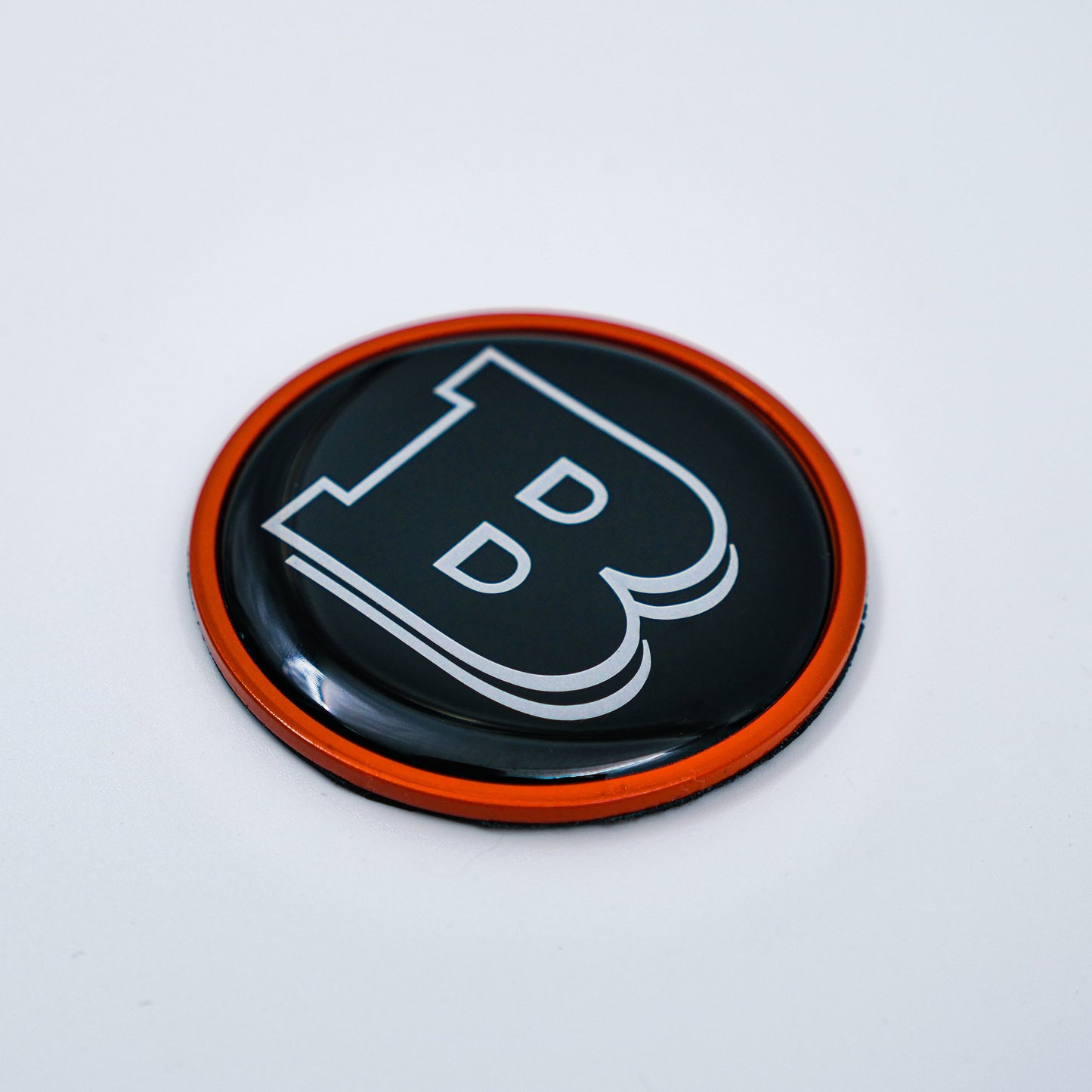 Hood Scoop Metal Badge Orange with Black Center and Gray Logo Brabus Style Emblem 55mm for Mercedes-Benz G-Class W463 W463A