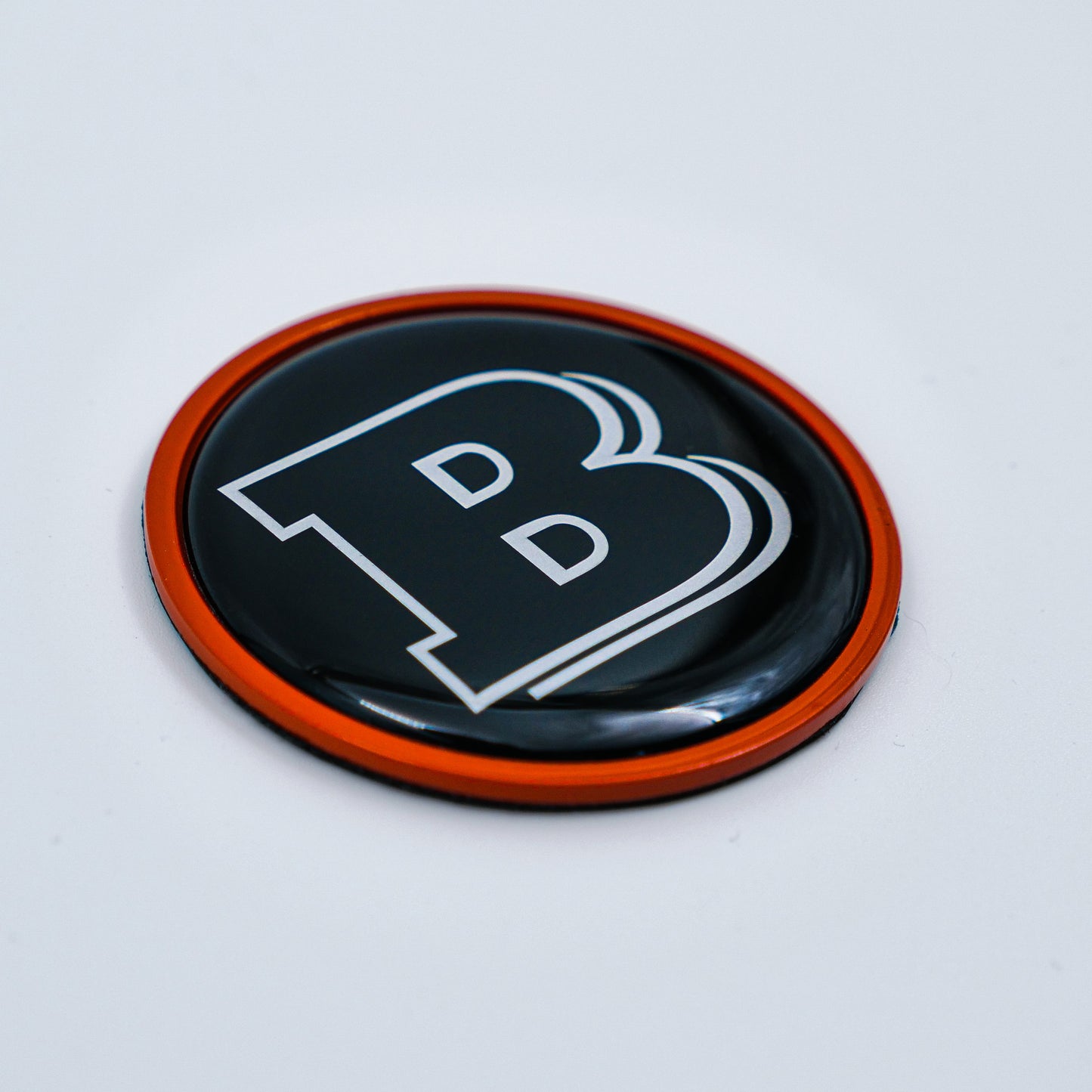 Hood Scoop Metal Badge Orange with Black Center and Gray Logo Brabus Style Emblem 55mm for Mercedes-Benz G-Class W463 W463A