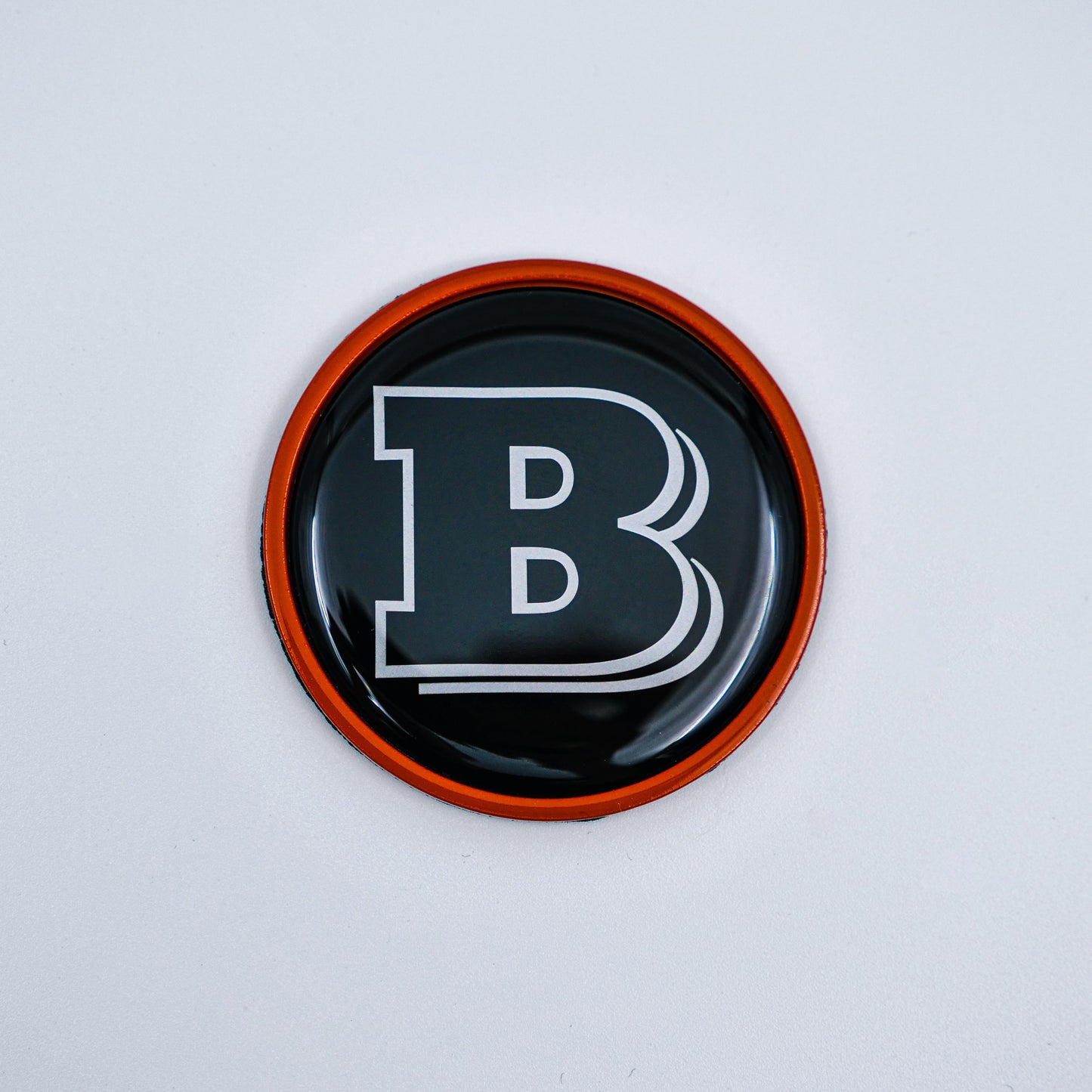 Hood Scoop Metal Badge Orange with Black Center and Gray Logo Brabus Style Emblem 55mm for Mercedes-Benz G-Class W463 W463A