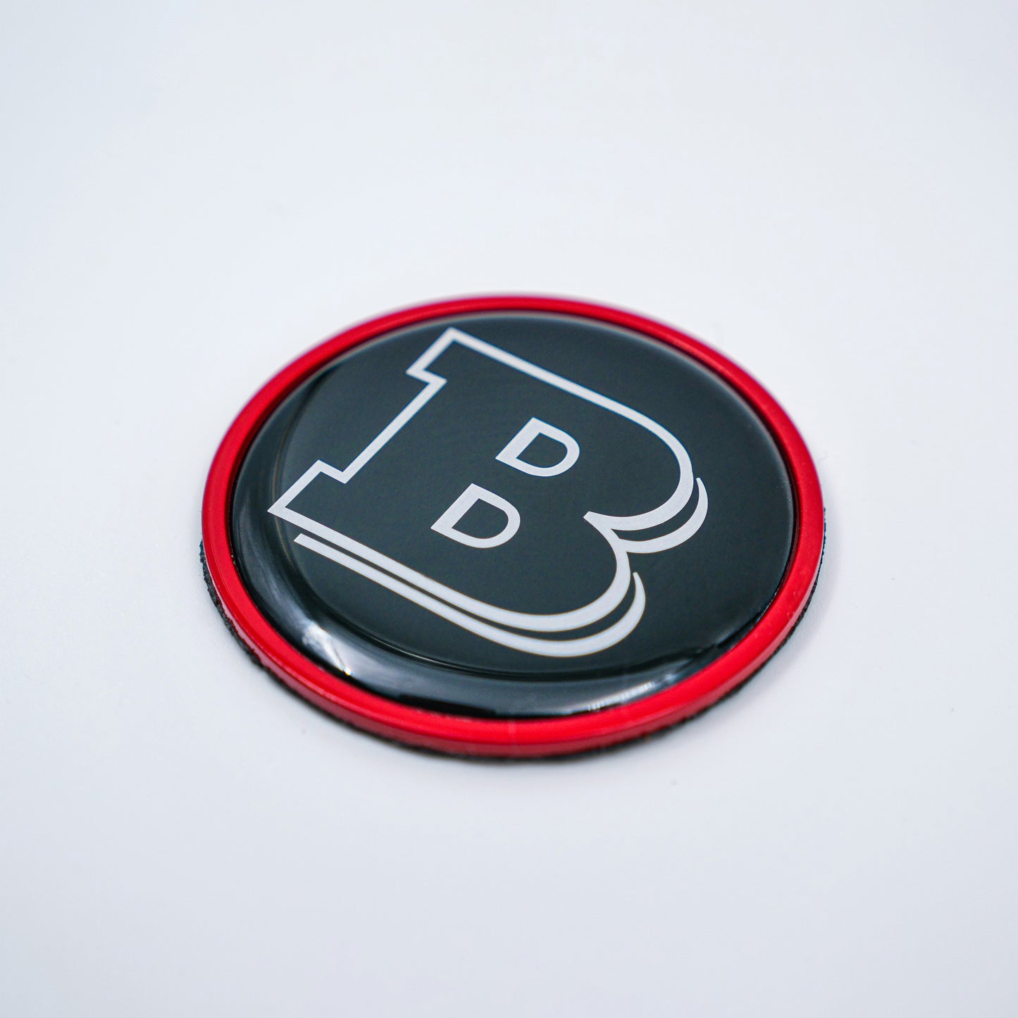 Hood Scoop Metal Badge Red with Black Center and Gray Logo Brabus Style Emblem 55mm for Mercedes-Benz G-Class W463 W463A
