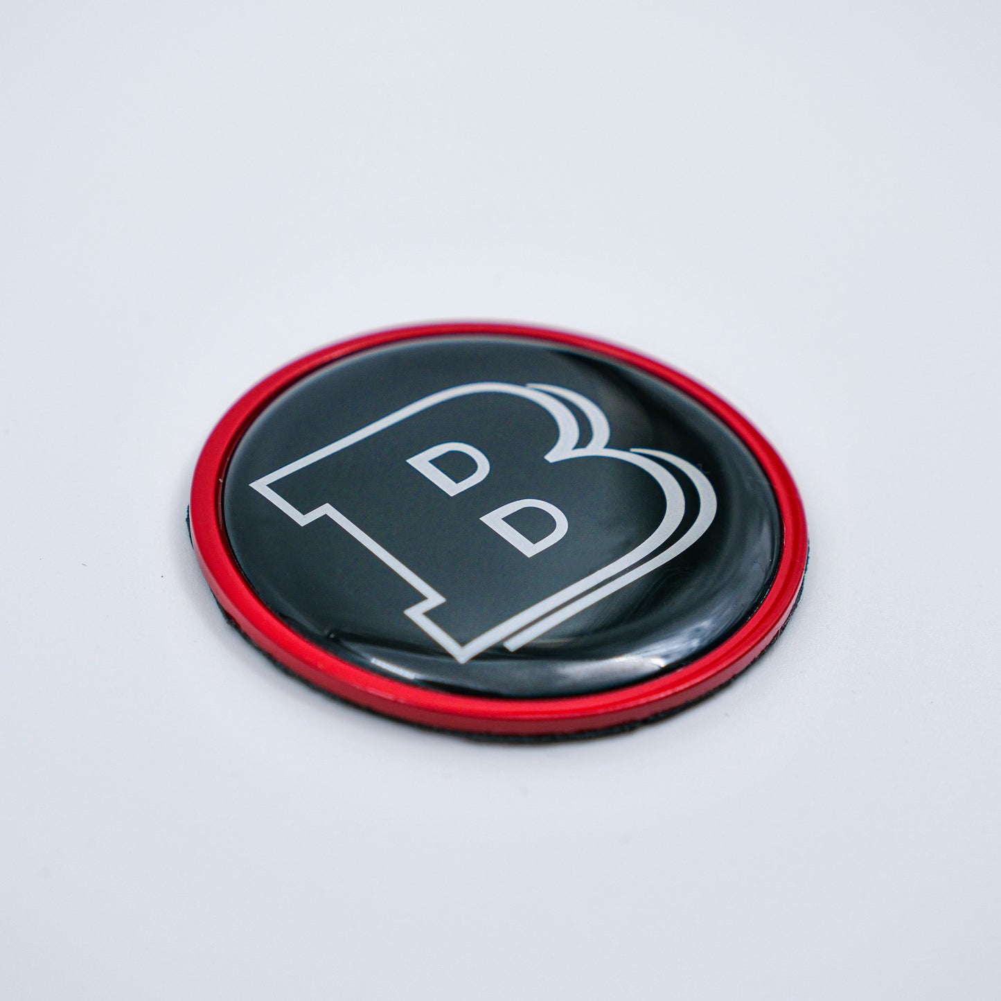 Hood Scoop Metal Badge Red with Black Center and Gray Logo Brabus Style Emblem 55mm for Mercedes-Benz G-Class W463 W463A