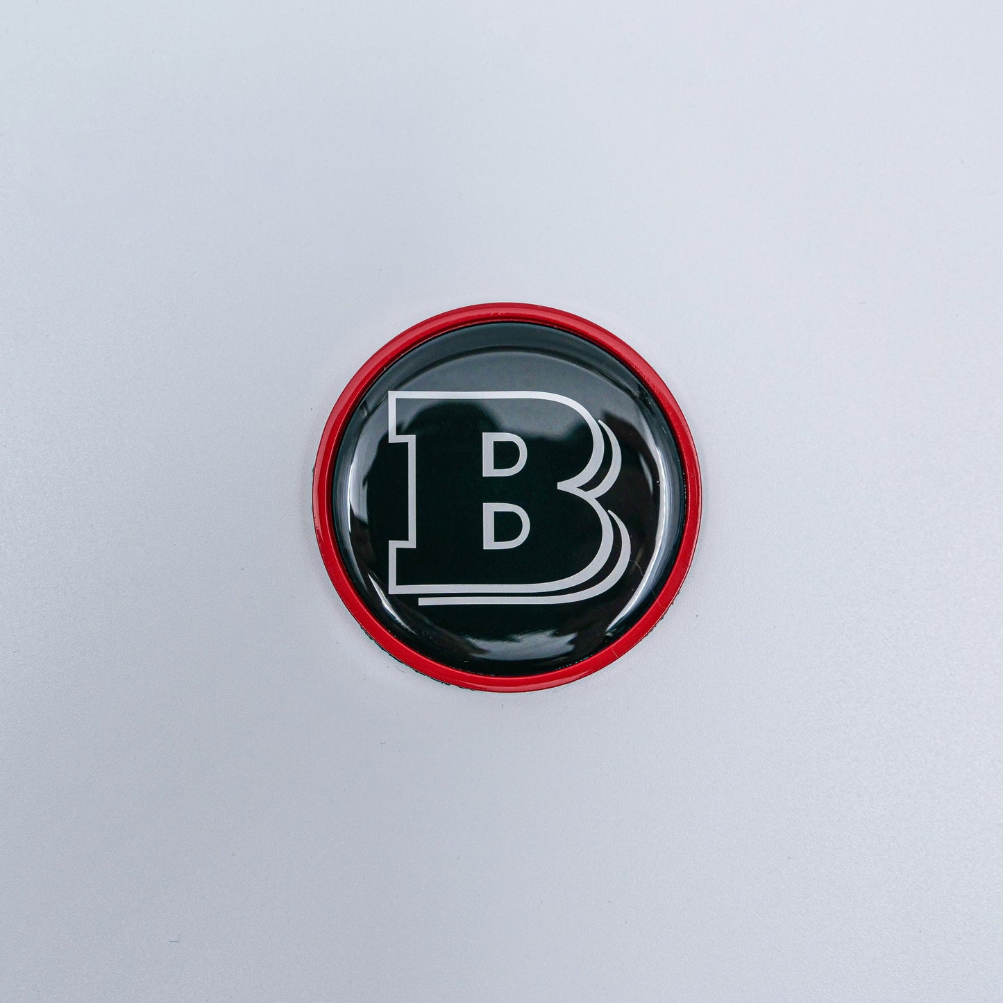 Hood Scoop Metal Badge Red with Black Center and Gray Logo Brabus Style Emblem 55mm for Mercedes-Benz G-Class W463 W463A