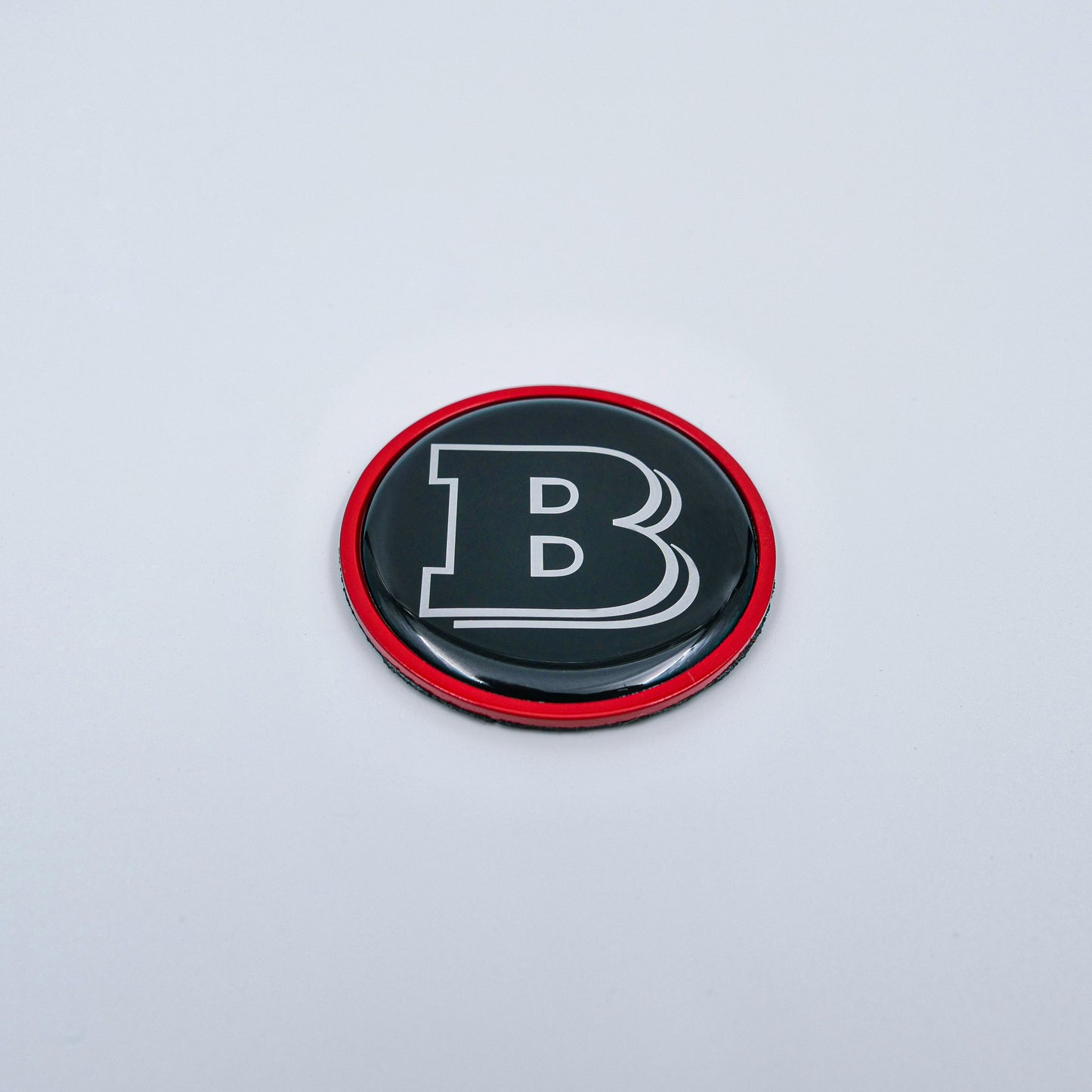 Hood Scoop Metal Badge Red with Black Center and Gray Logo Brabus Style Emblem 55mm for Mercedes-Benz G-Class W463 W463A