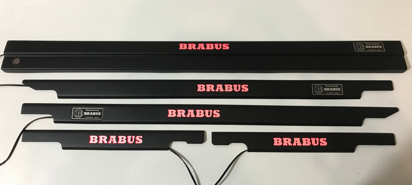 Mercedes-Benz W463 G-Class Brabus Style Matte Black Stainless Steel LED Door Sills Set 5 pcs