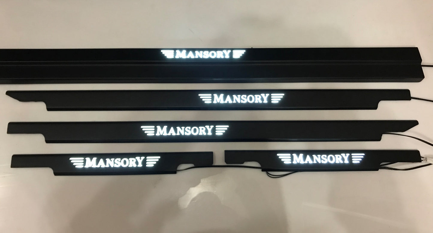 Mercedes-Benz W463 G-Class Mansory Style Matte Black Stainless Steel LED Door Sills Set 5 pcs