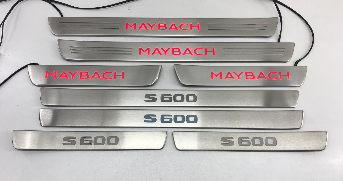 W222 Scuff Plates Maybach Style S600 LED Stainless Steel Door Sills made for S-Class