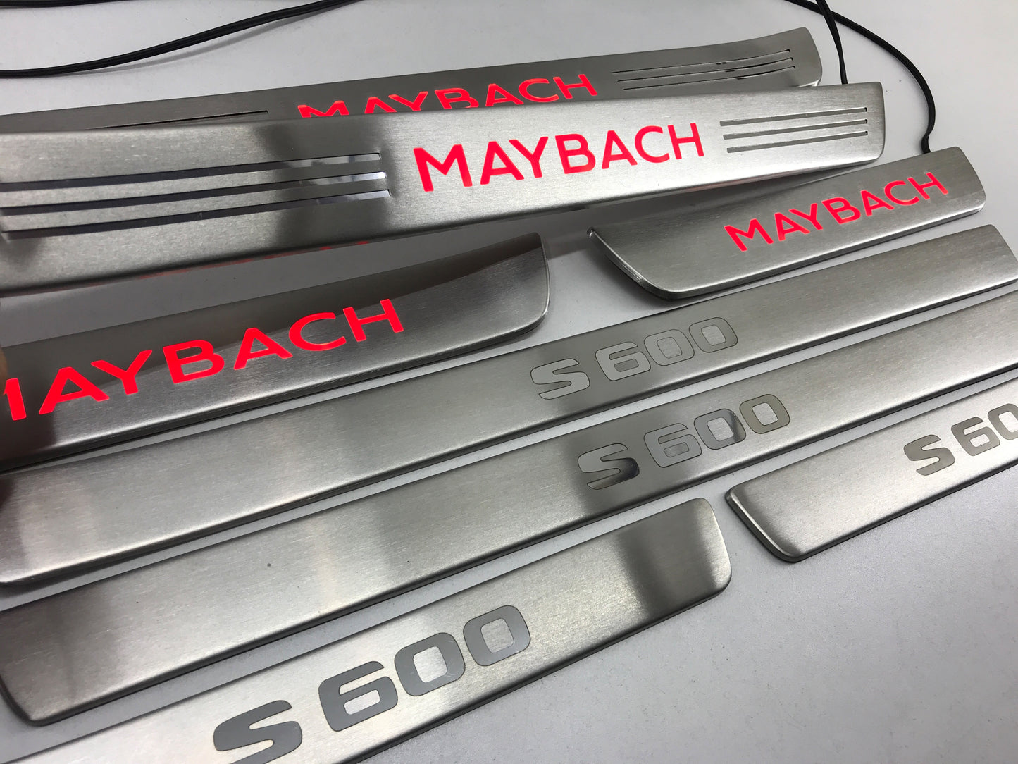 W222 Scuff Plates Maybach Style S600 LED Stainless Steel Door Sills made for S-Class