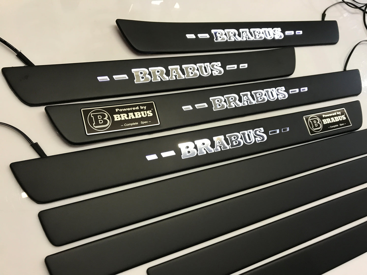 W222 Scuff Plates Brabus Style LED Stainless Steel Door Sills made for S-Class