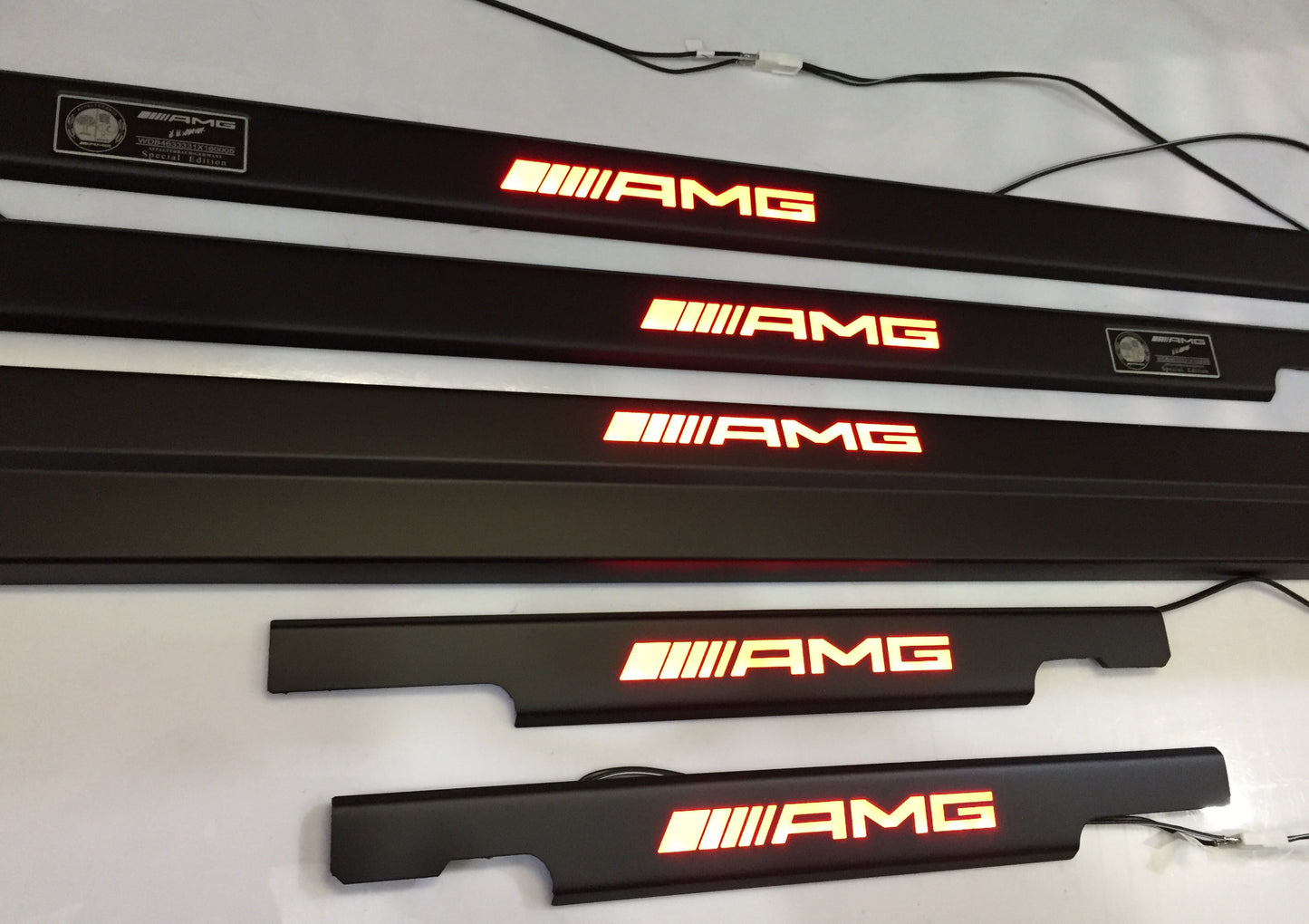AMG Style Matte Black Stainless Steel LED Door Sills for W463 G-Class Set 5 pcs