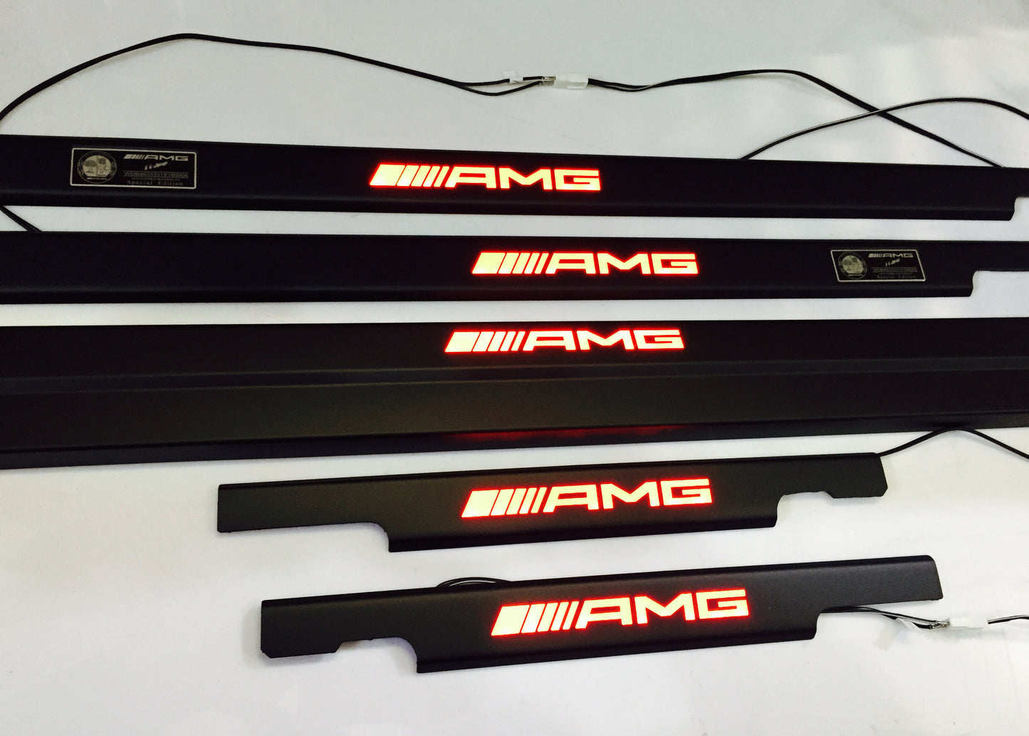 AMG Style Matte Black Stainless Steel LED Door Sills for W463 G-Class Set 5 pcs