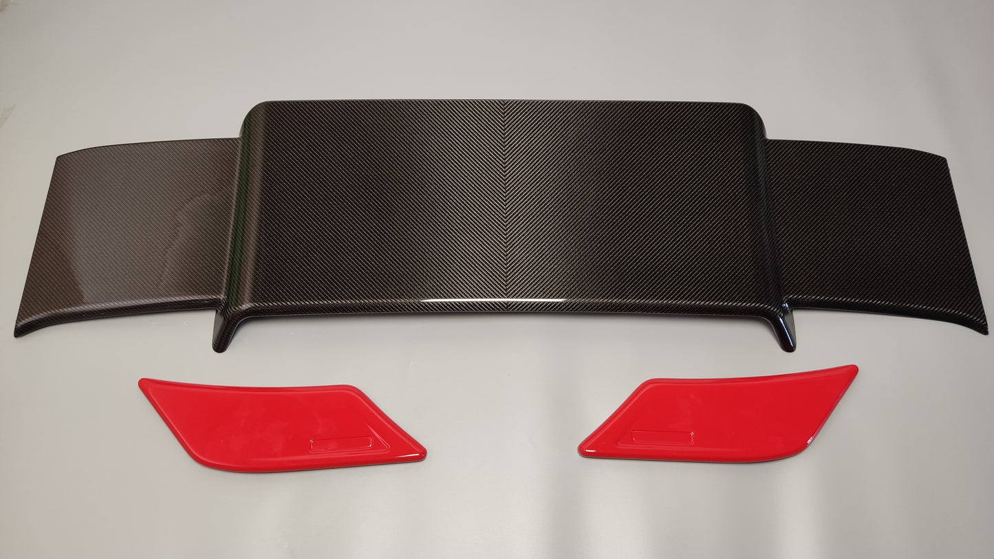 Carbon Fiber Rear Roof Spoiler with Red Side Pieces Brabus Style for Mercedes-Benz W463A G-Class
