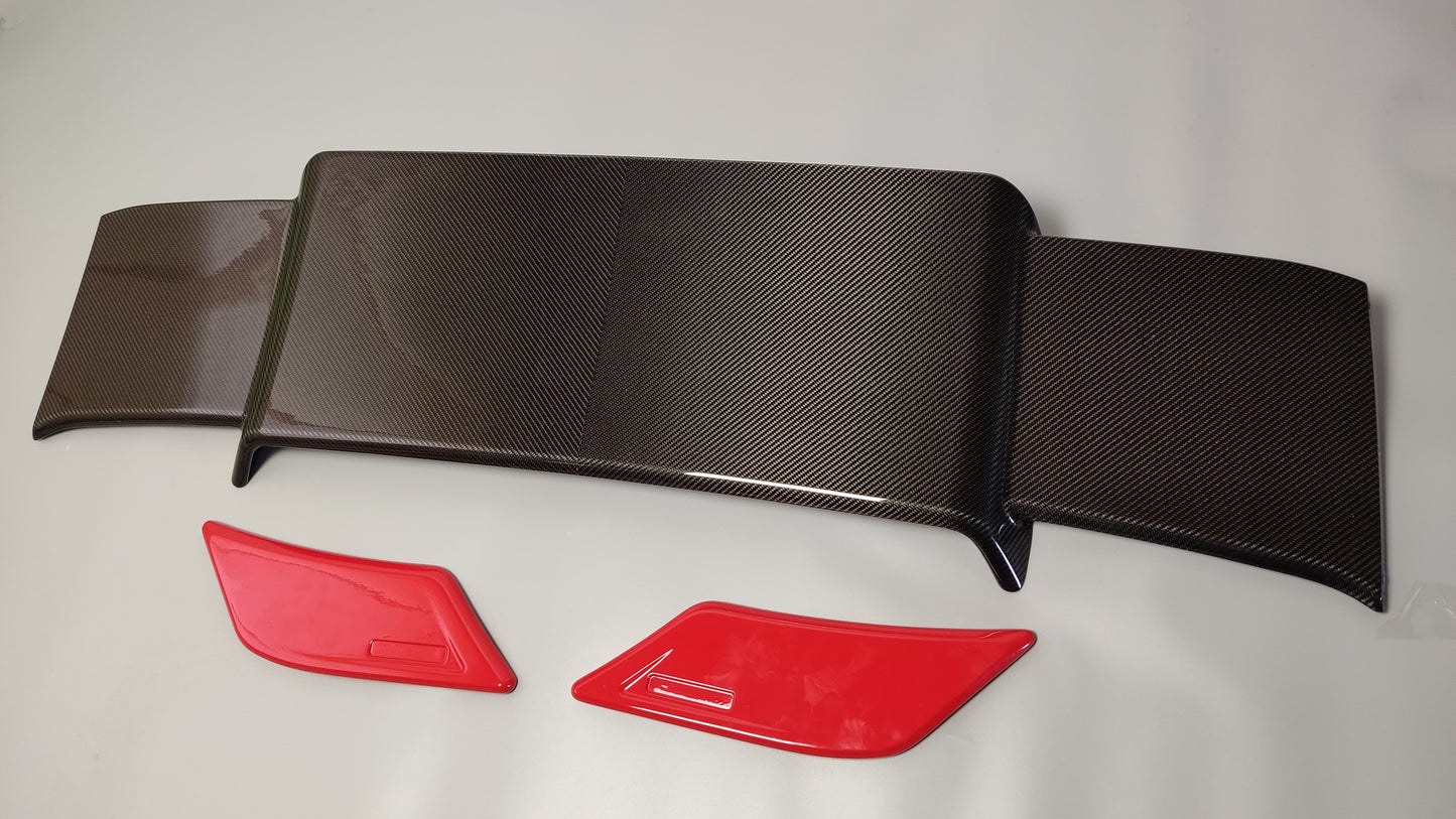 Carbon Fiber Rear Roof Spoiler with Red Side Pieces Brabus Style for Mercedes-Benz W463A G-Class