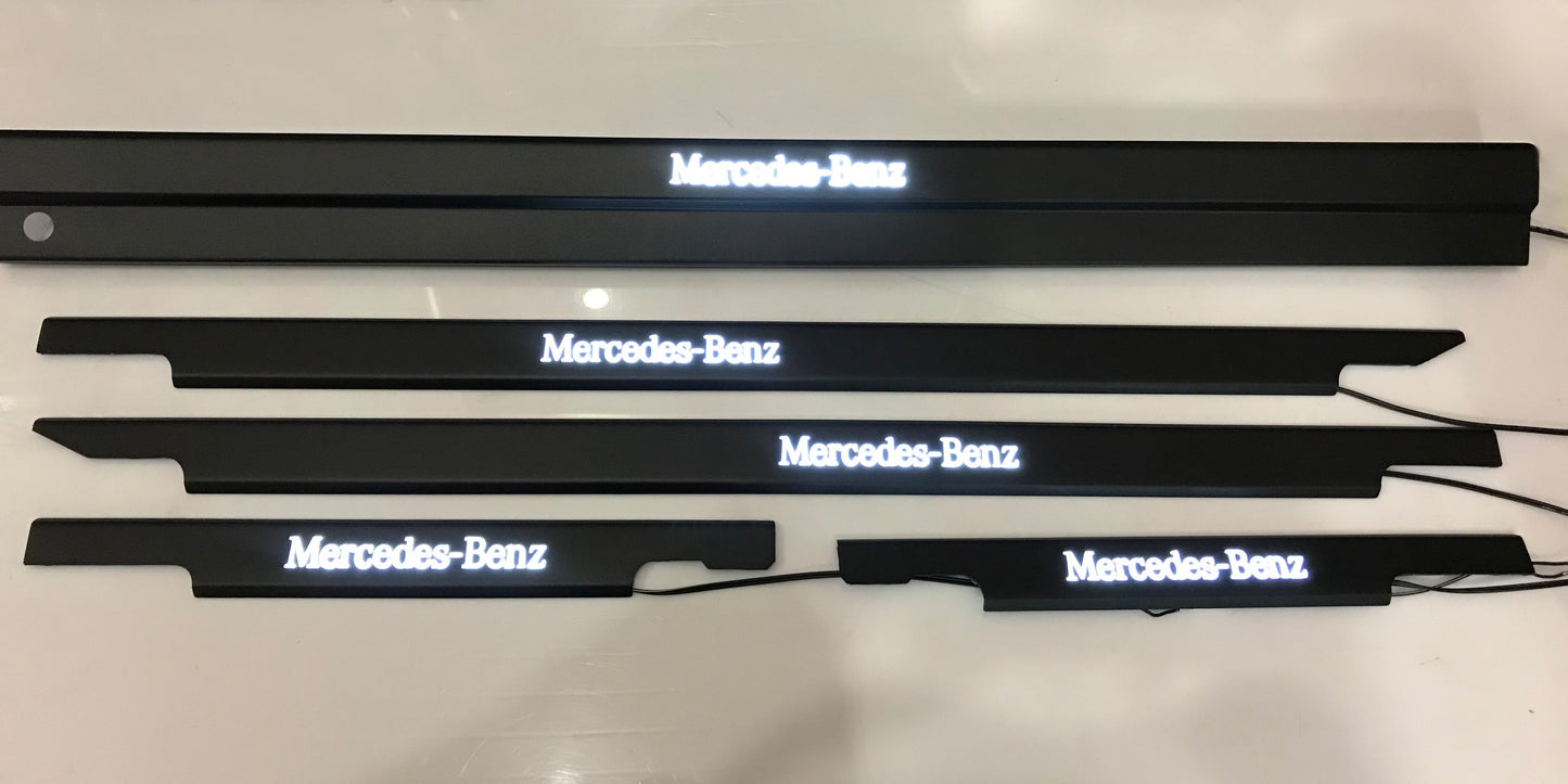 Mercedes-Benz Matte Black Stainless Steel LED Door Sills for W463 G-Class Set 5 pcs