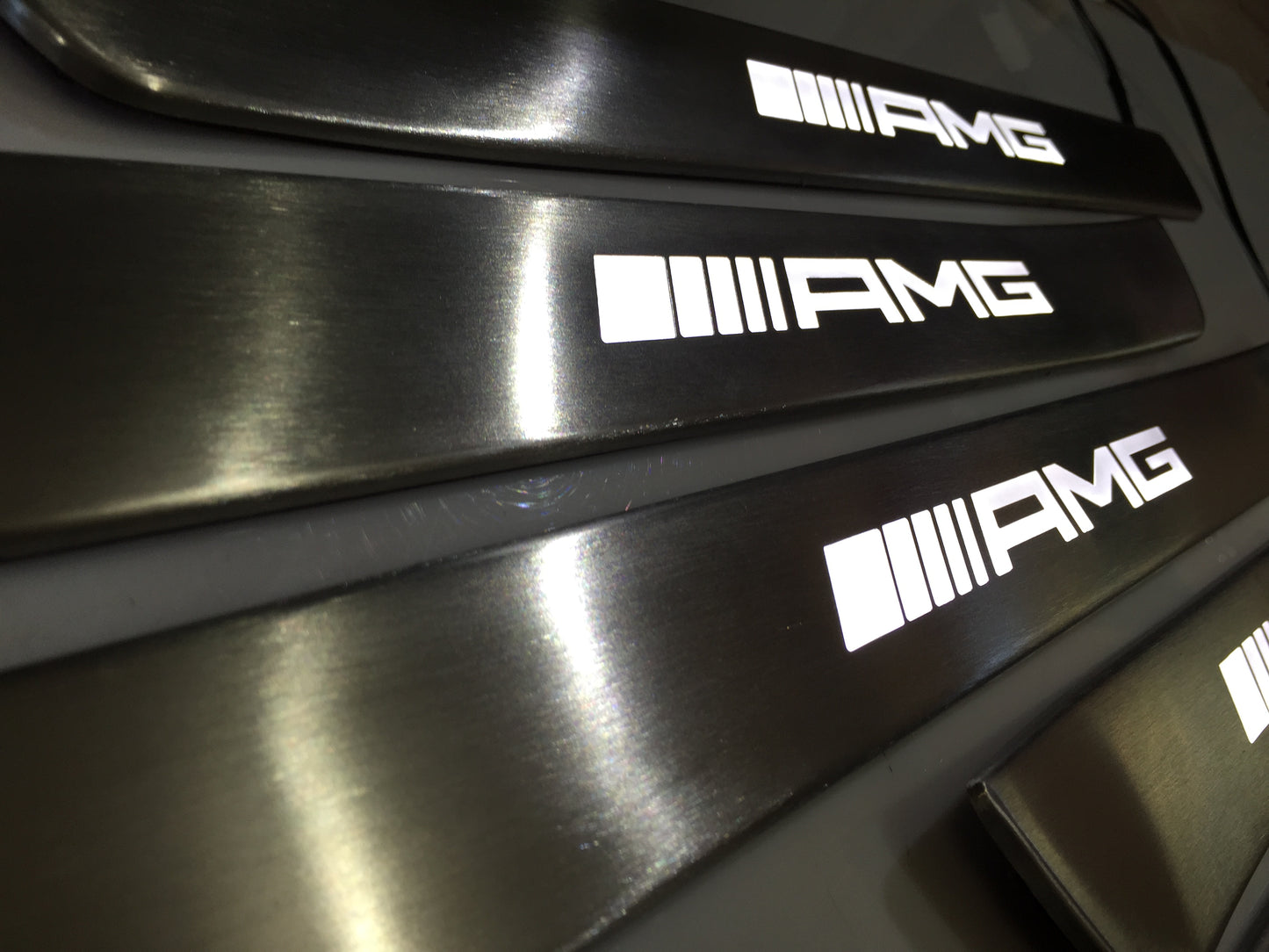 W222 Scuff Plates AMG Style LED Stainless Steel Door Sills made for S-Class