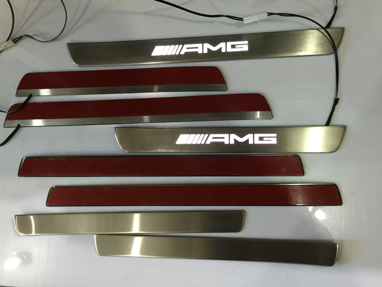 W222 Scuff Plates AMG Style LED Stainless Steel Door Sills made for S-Class