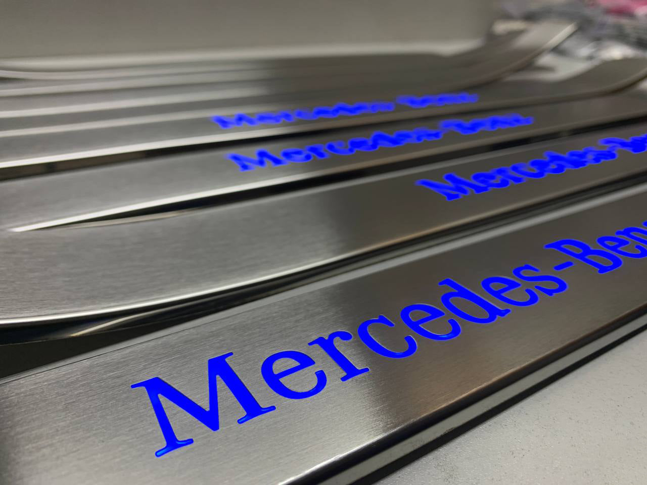 W221 Scuff Plates LED Mercedes-Benz Stainless Steel Door Sills made for S-Class