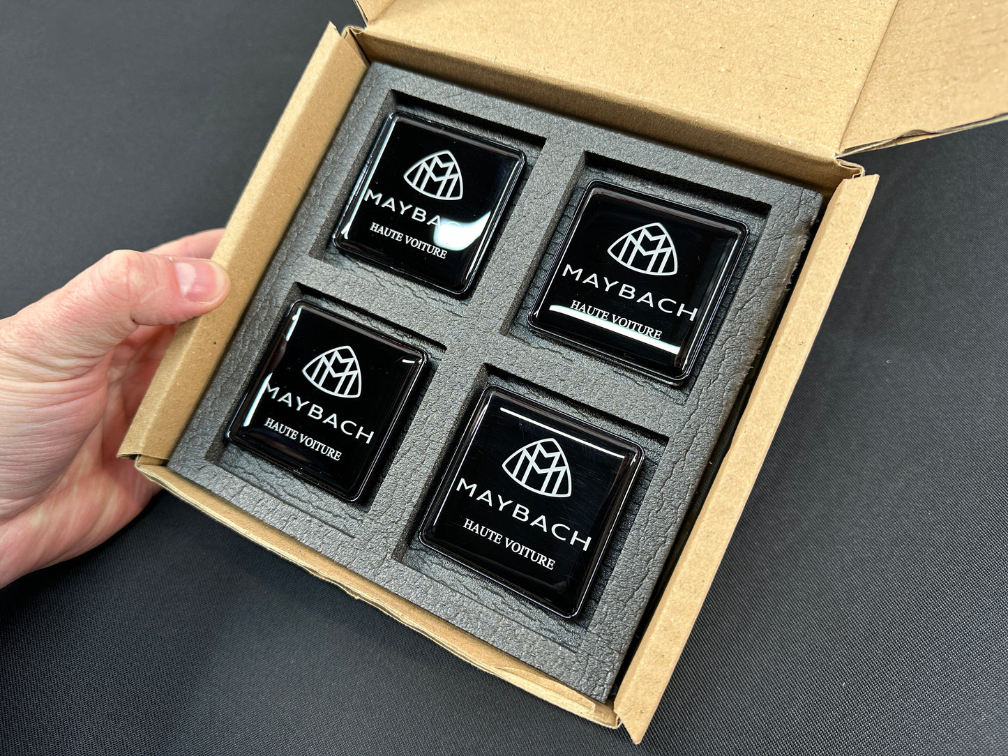 Maybach Style Haute Voiture Seat Badges Metal Emblems Set 4 pcs for Mercedes-Benz Cars