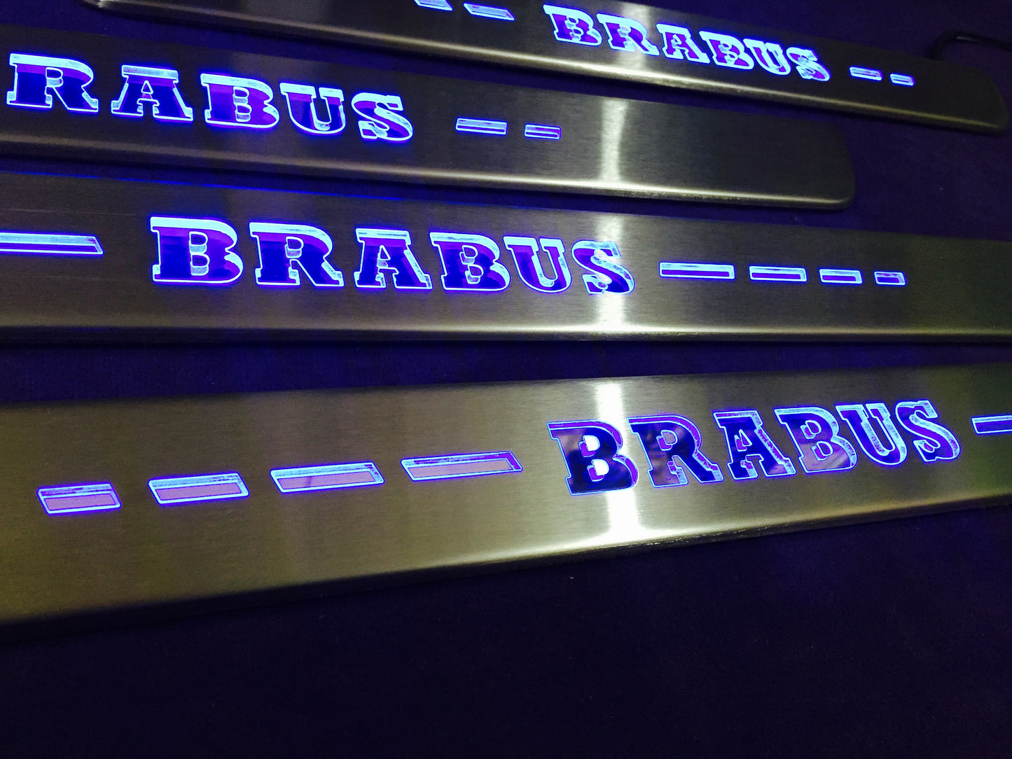 W222 Scuff Plates LED Brabus Style Stainless Steel Door Sills made for S-Class