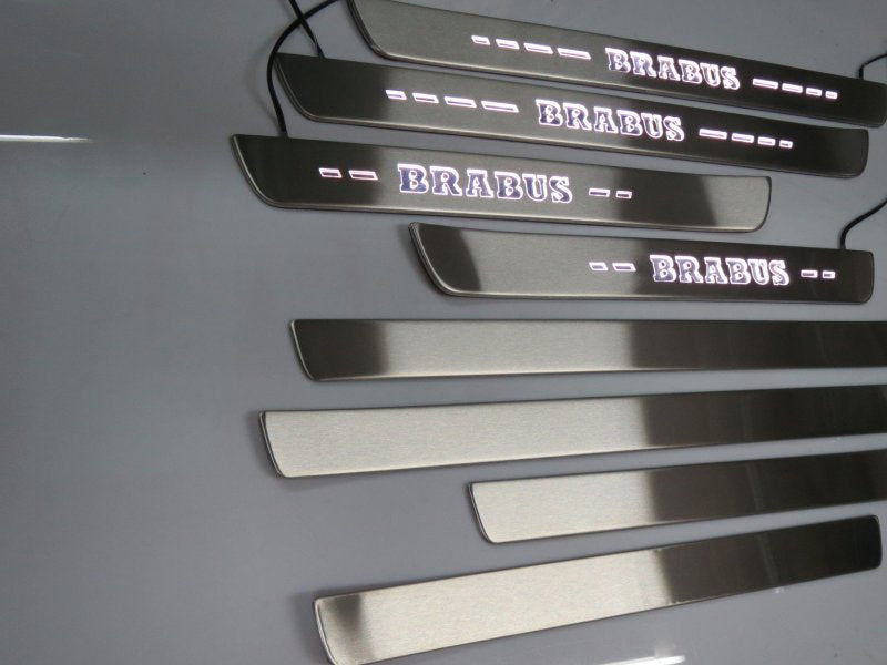 W222 Scuff Plates LED Brabus Style Stainless Steel Door Sills made for S-Class