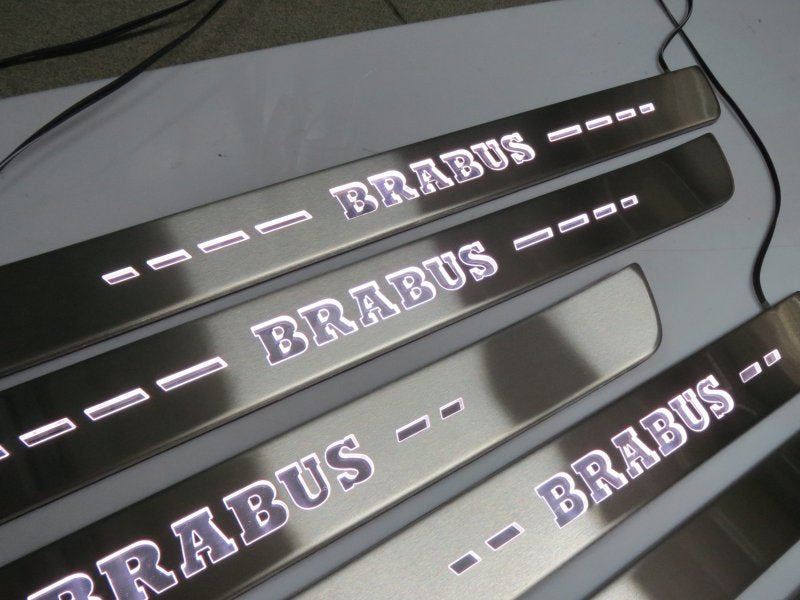 W222 Scuff Plates LED Brabus Style Stainless Steel Door Sills made for S-Class