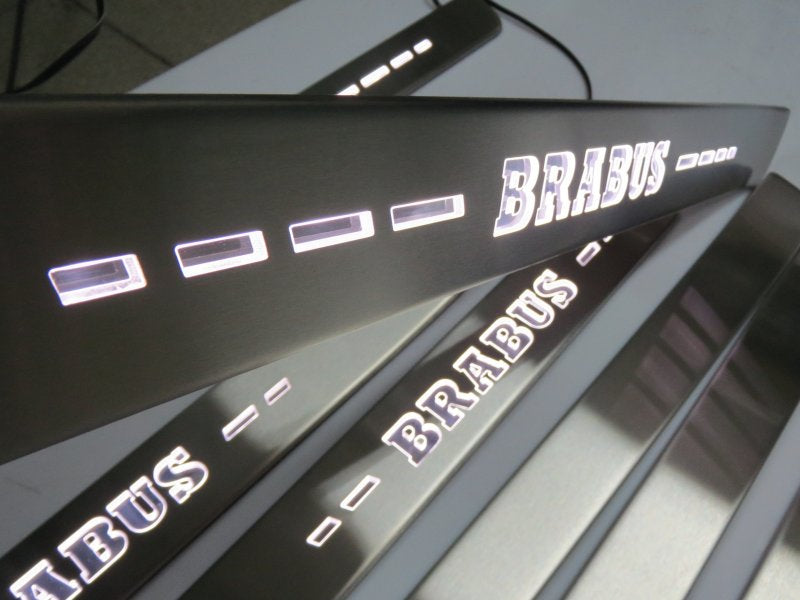 W222 Scuff Plates LED Brabus Style Stainless Steel Door Sills made for S-Class