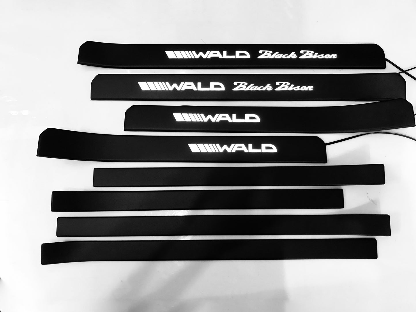 W221 Scuff Plates LED WALD Black Bison Style Stainless Steel Door Sills made for S-Class