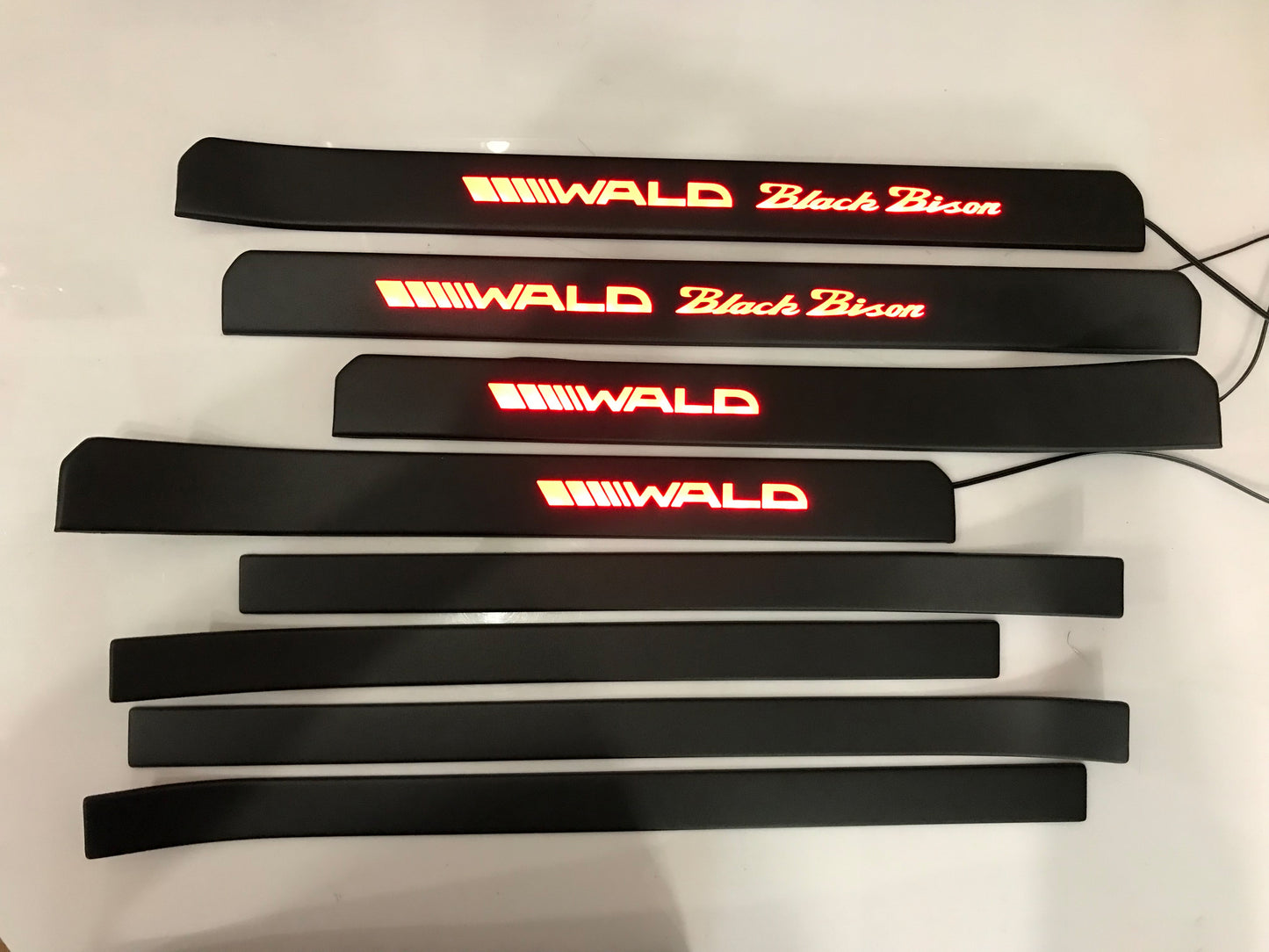 W221 Scuff Plates LED WALD Black Bison Style Stainless Steel Door Sills made for S-Class