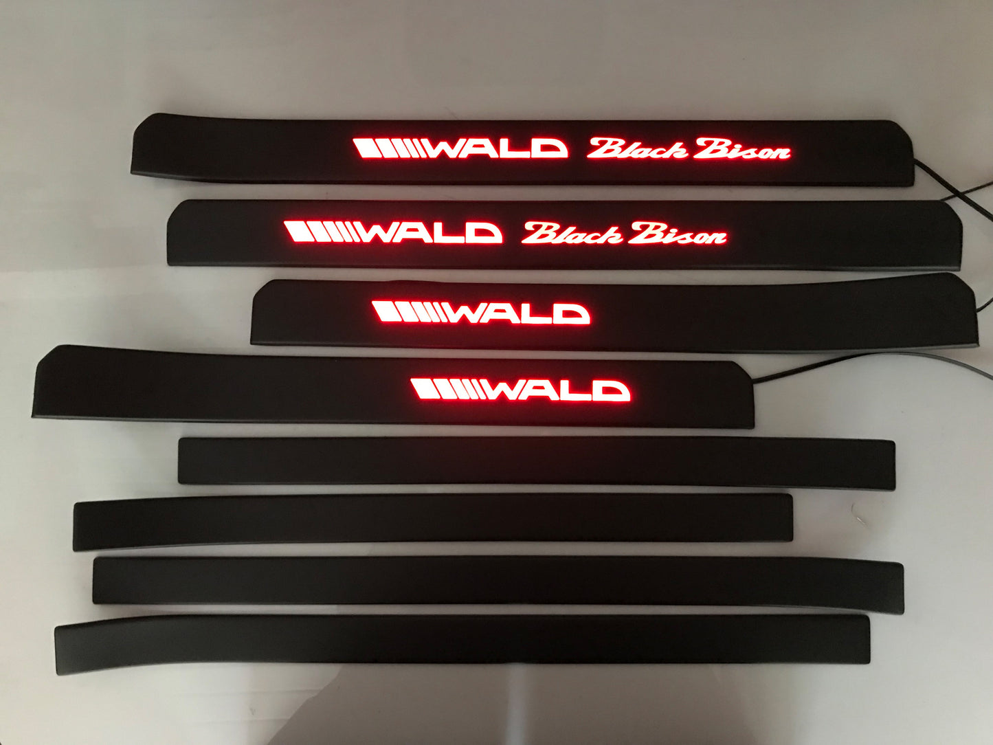 W221 Scuff Plates LED WALD Black Bison Style Stainless Steel Door Sills made for S-Class